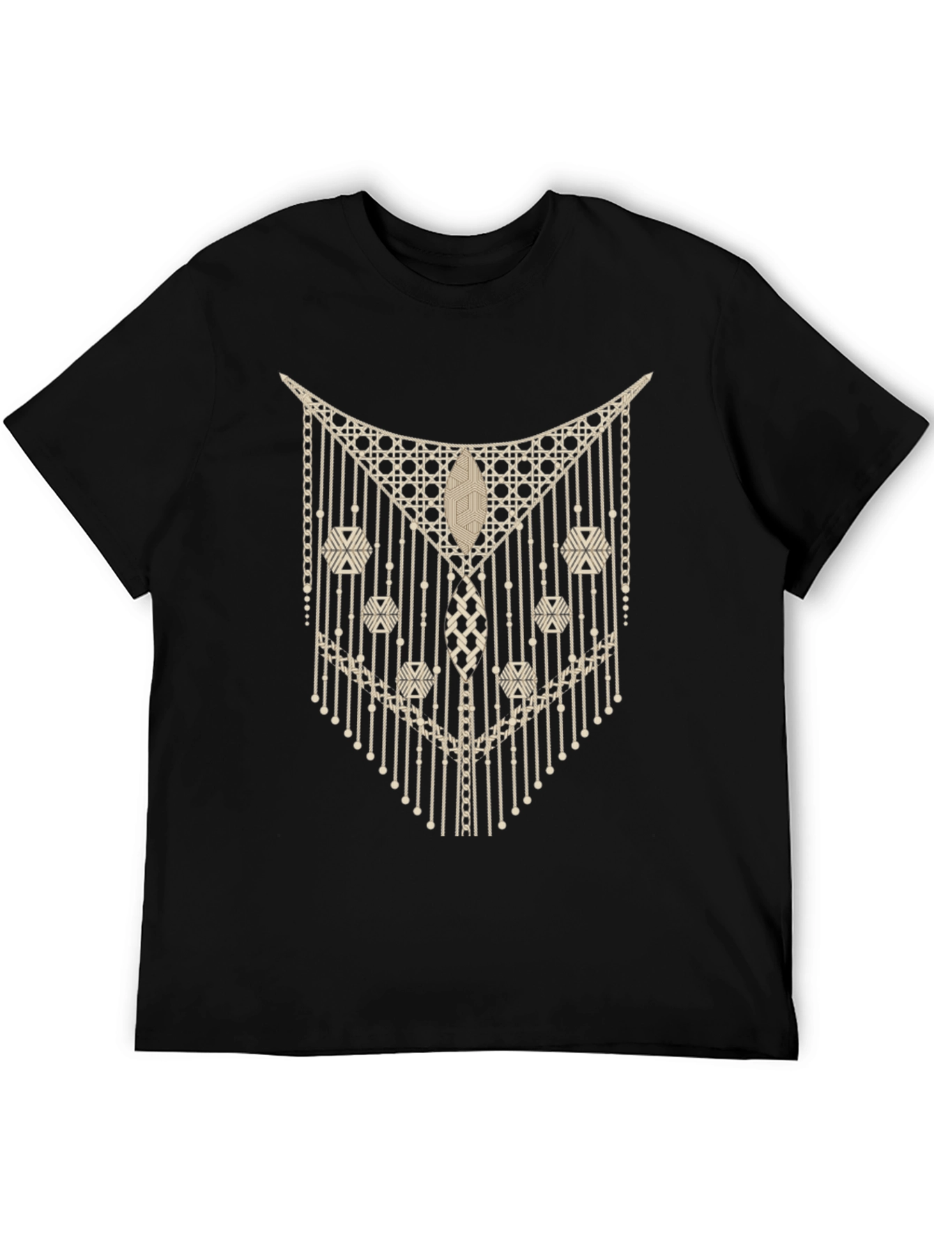 Unique Geometric Design Black T-Shirt