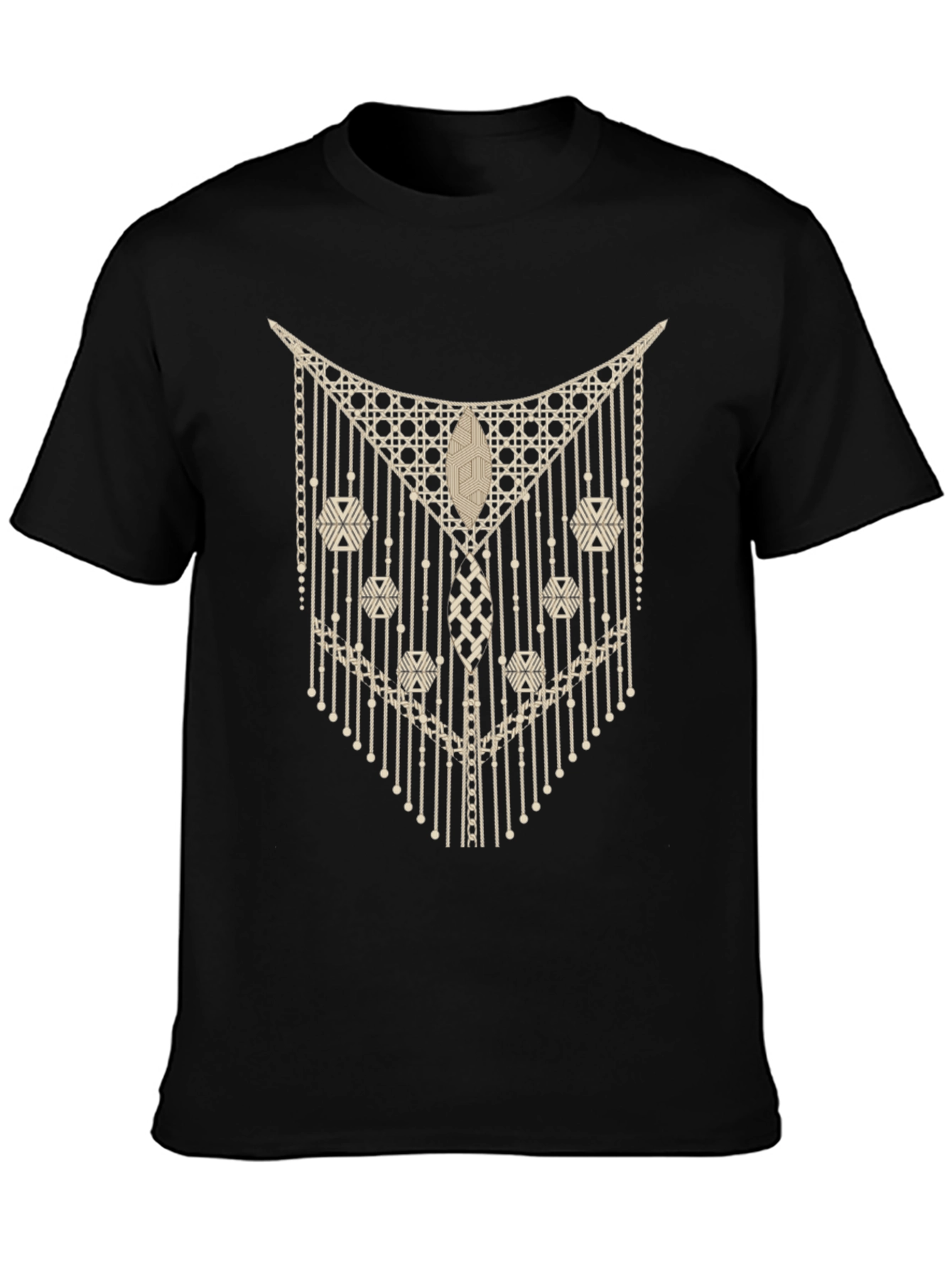Unique Geometric Design Black T-Shirt