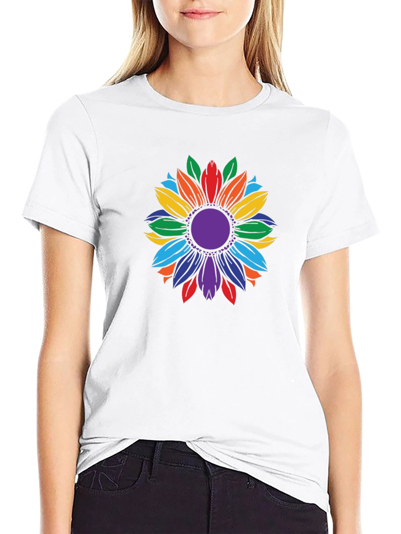 Rainbow Sunflower Graphic T-Shirt