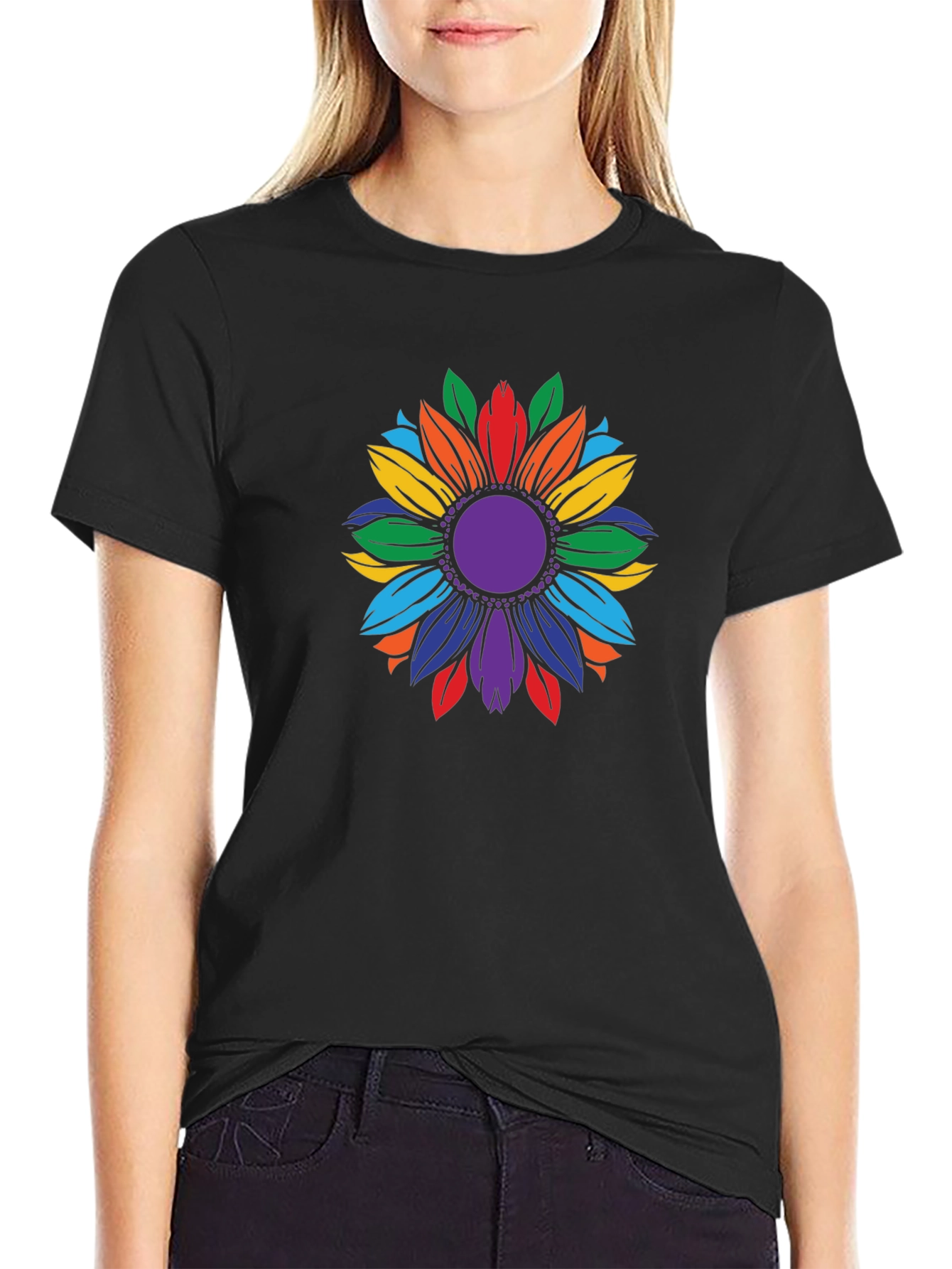 Rainbow Sunflower Graphic T-Shirt