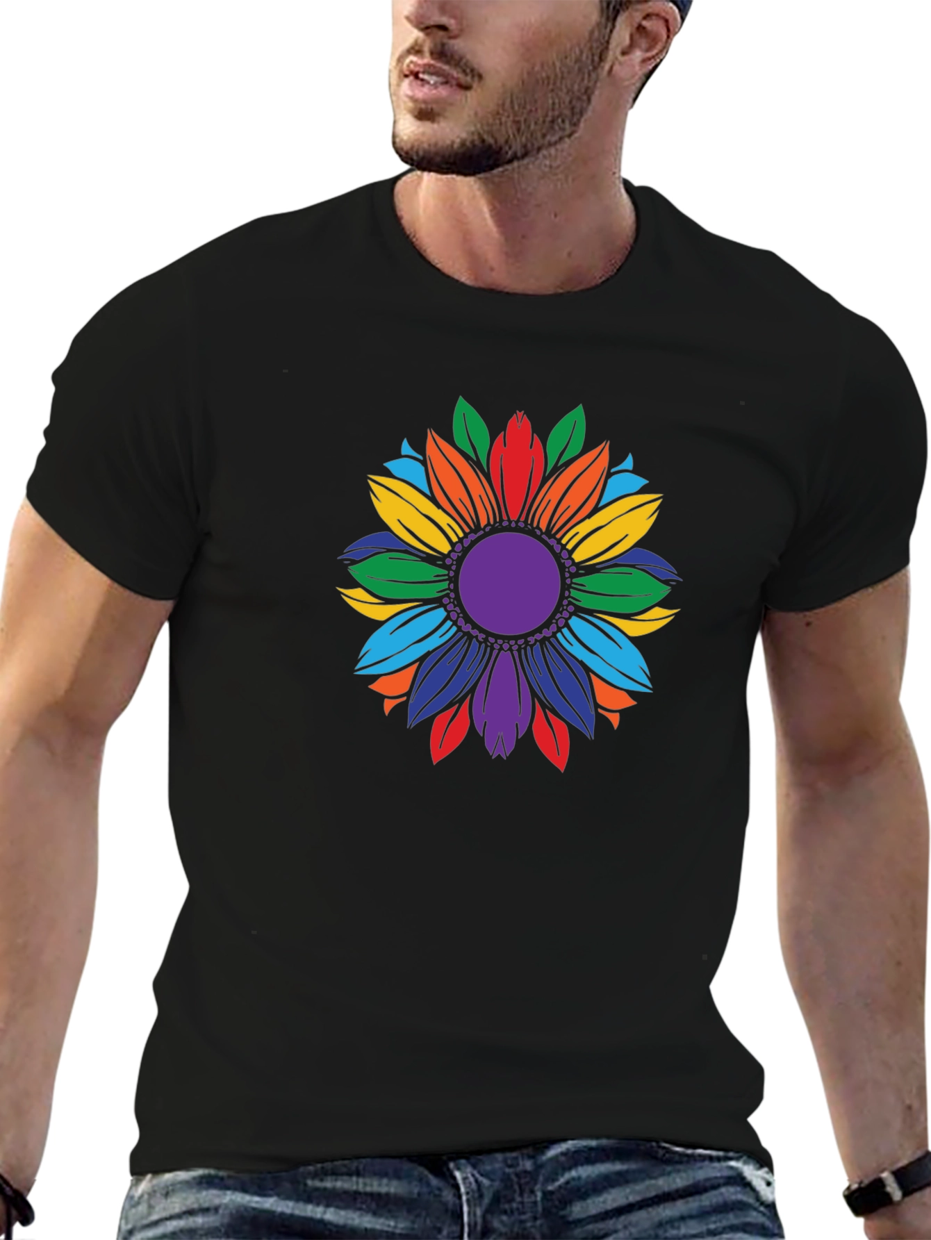 Rainbow Sunflower Graphic T-Shirt