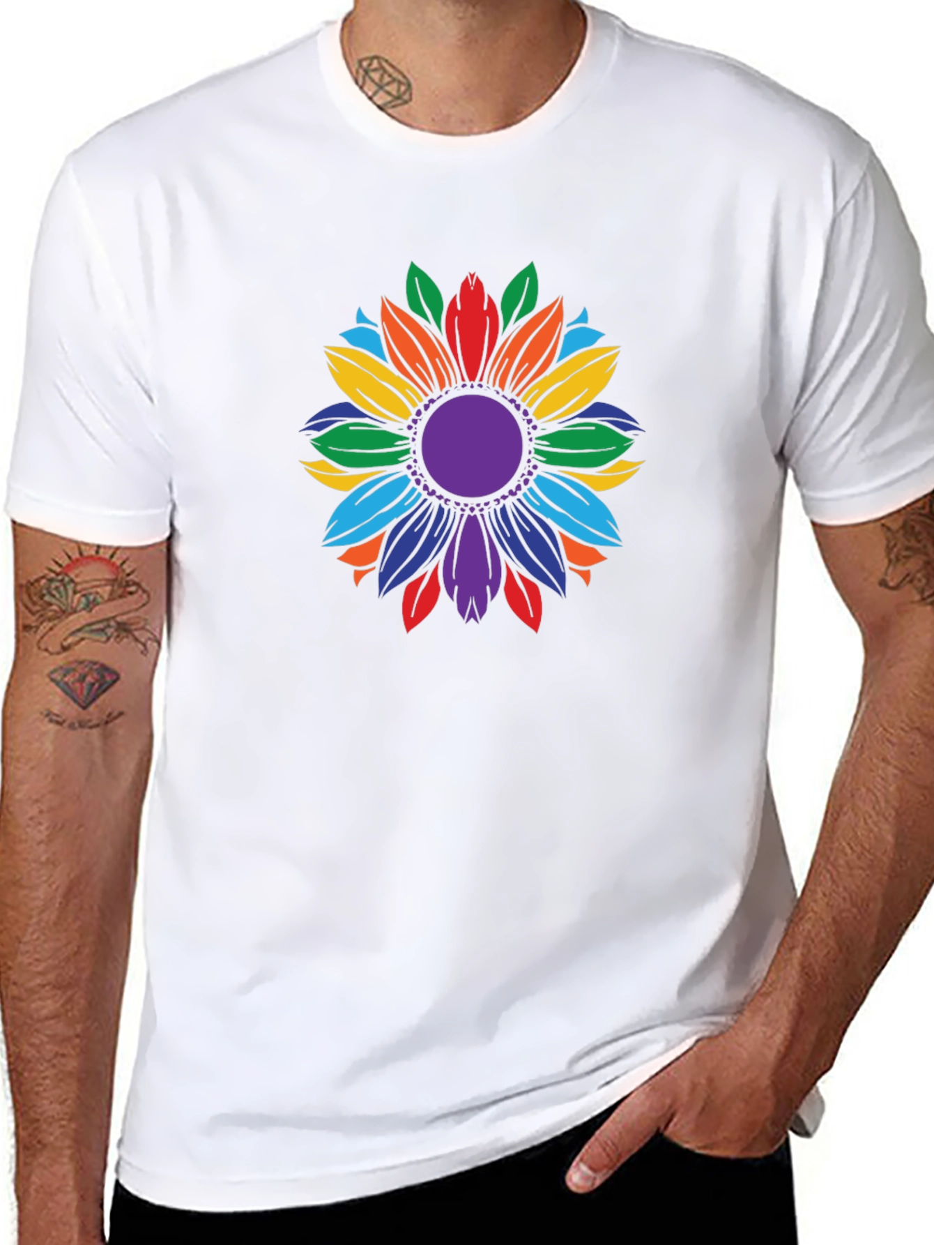 Rainbow Sunflower Graphic T-Shirt