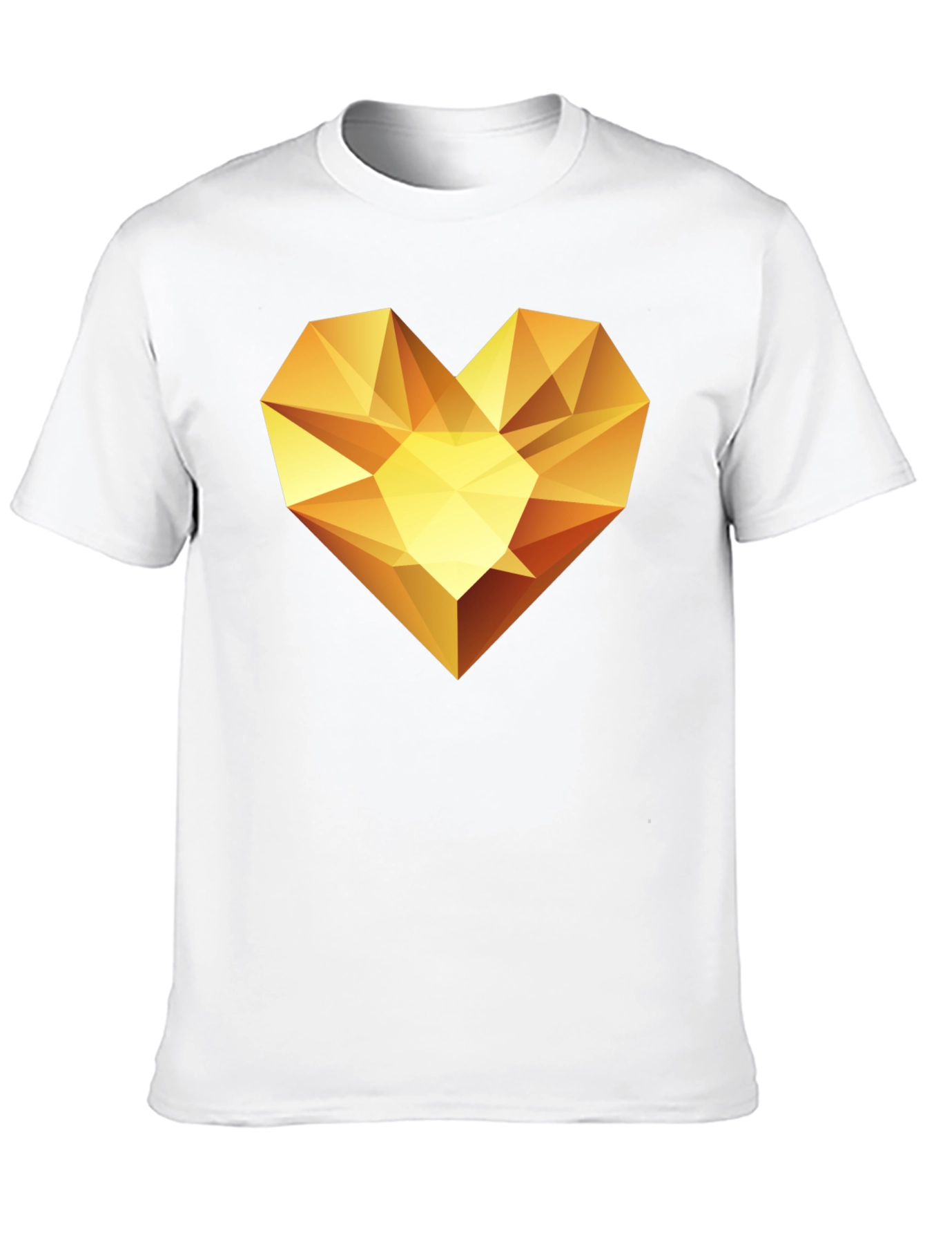 Geometric Gold Heart Graphic Tee - Modern Style