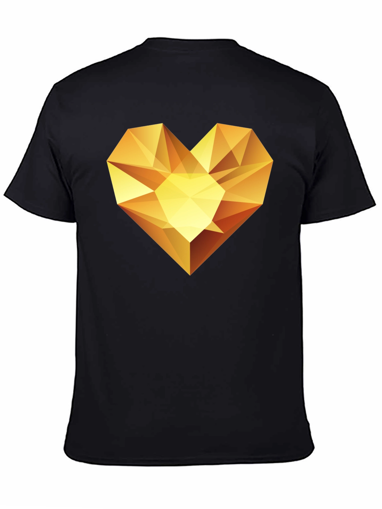 Geometric Gold Heart Graphic Tee - Modern Style