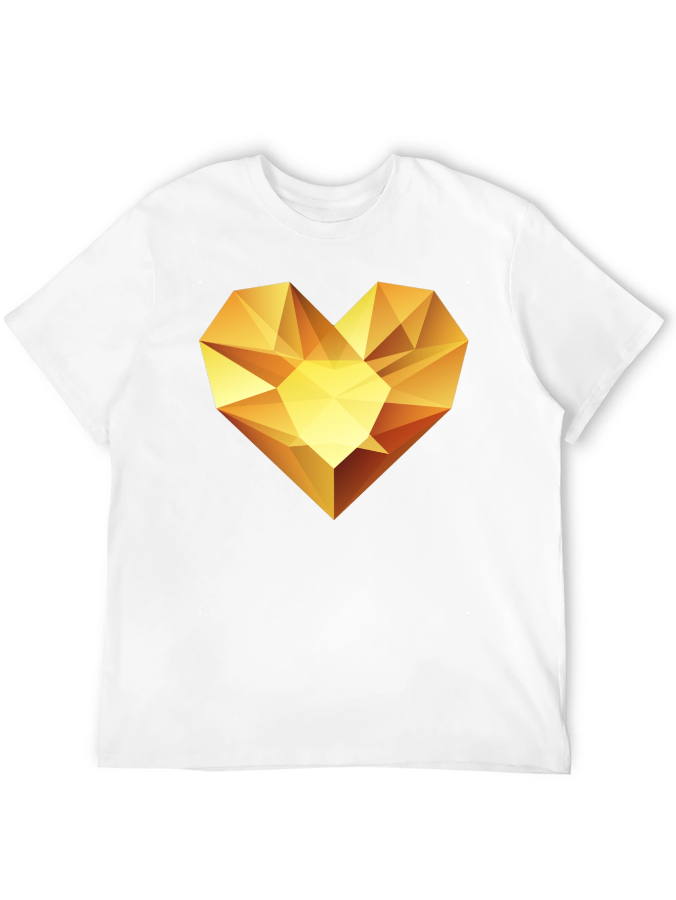 Geometric Gold Heart Graphic Tee - Modern Style