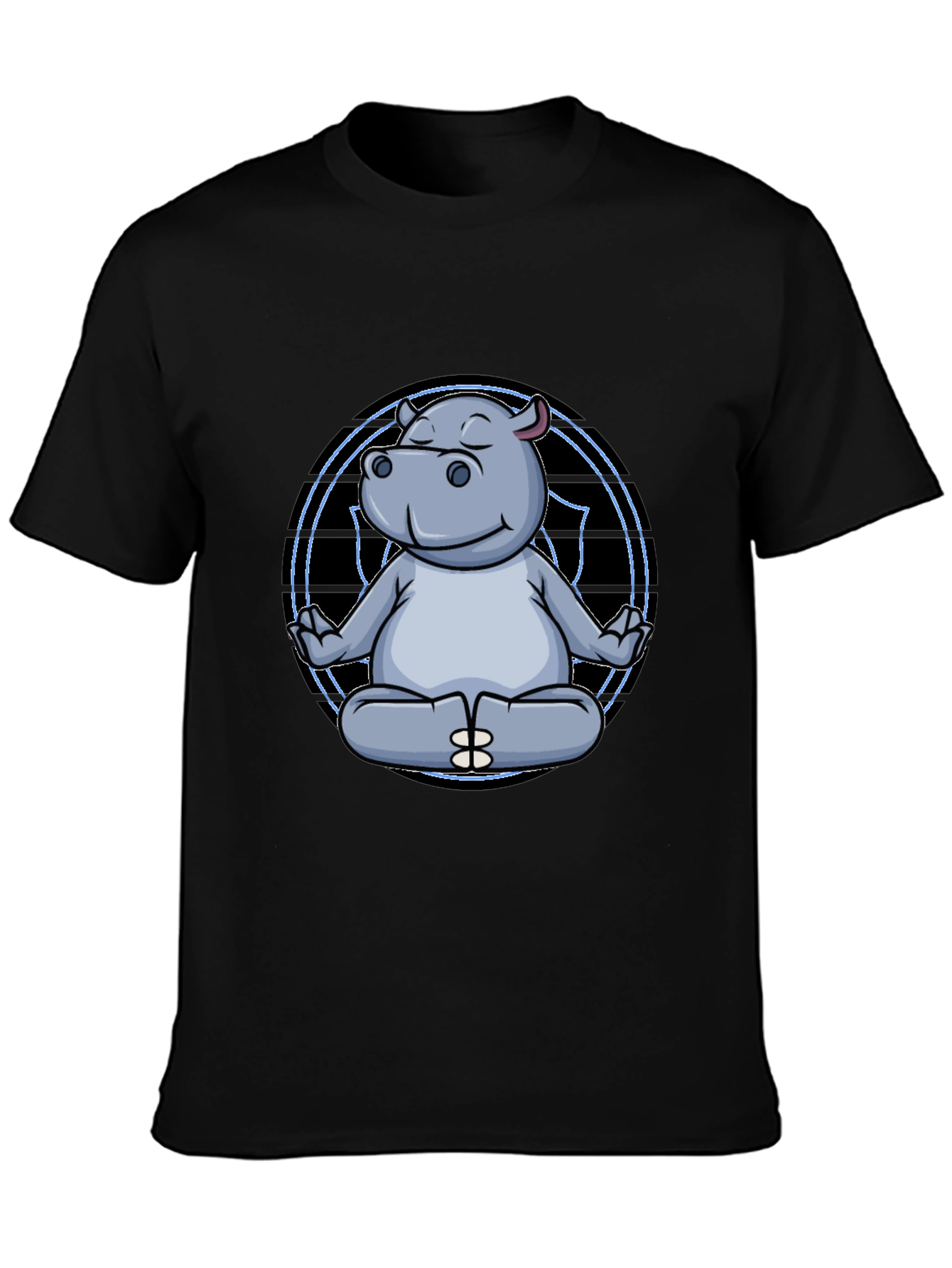 Zen Hippo Black T-Shirt - Meditating Animal Tee