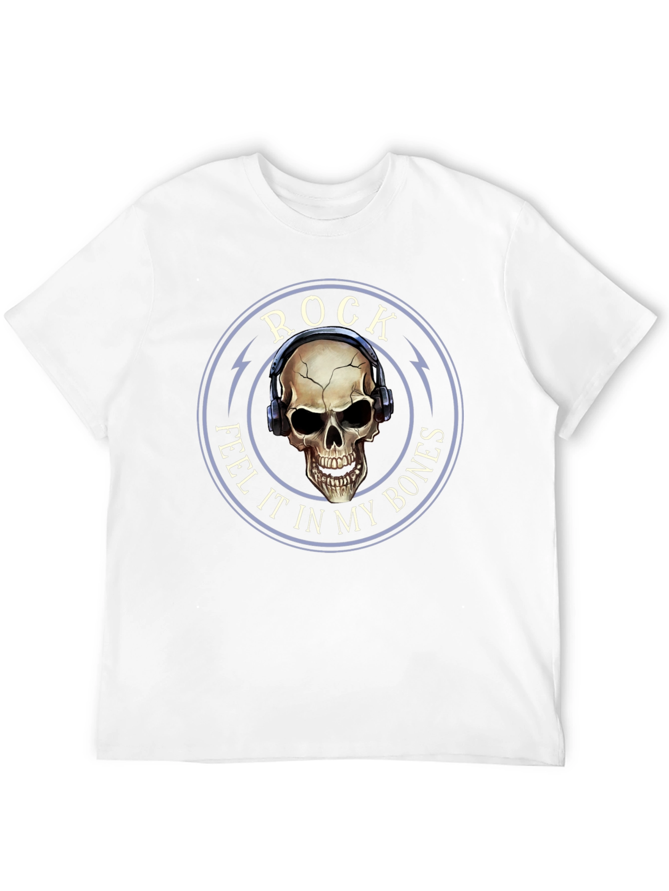 Rock Feel It T-Shirt Skull Headphones