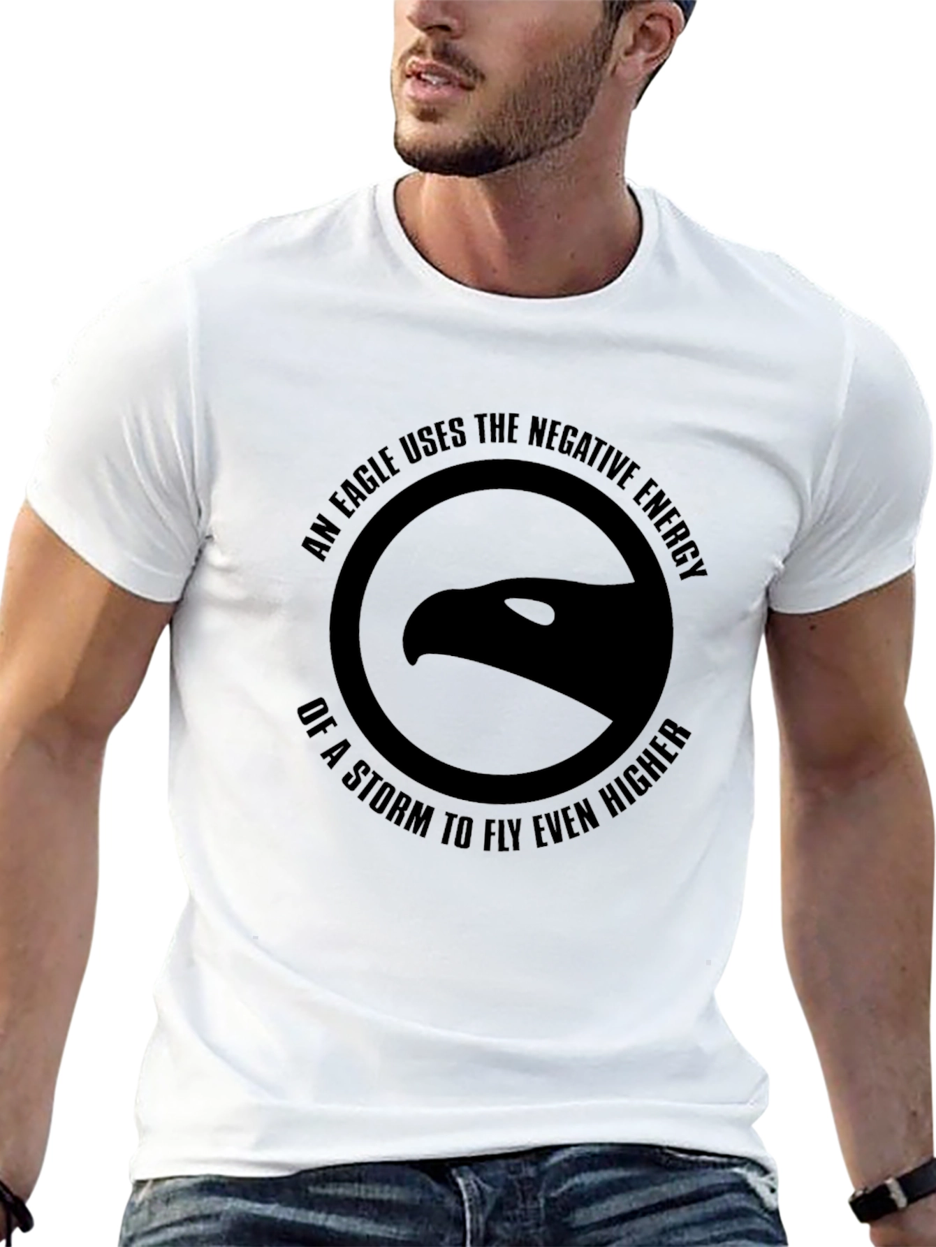 Motivational Eagle Storm Energy Black T-Shirt