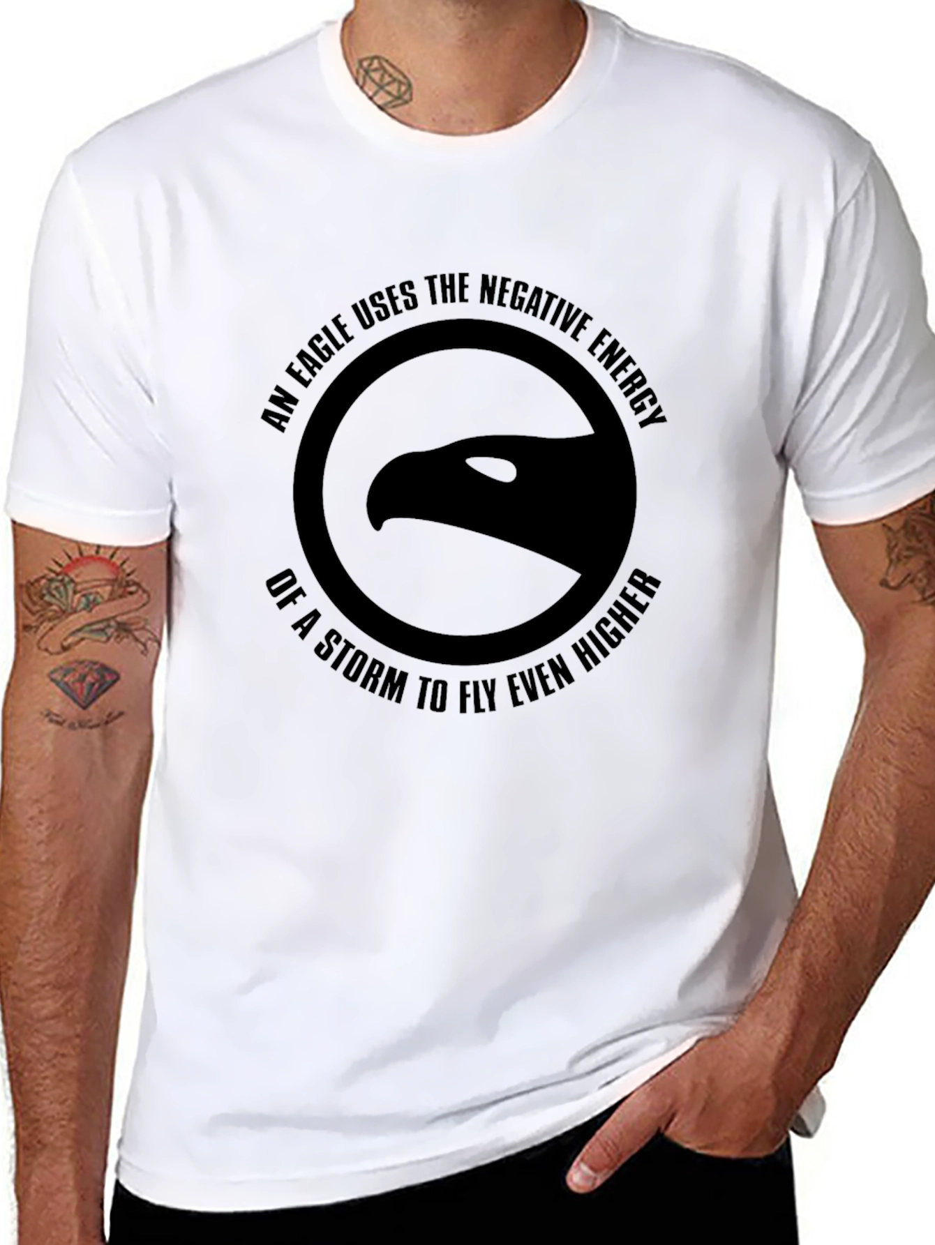 Motivational Eagle Storm Energy Black T-Shirt