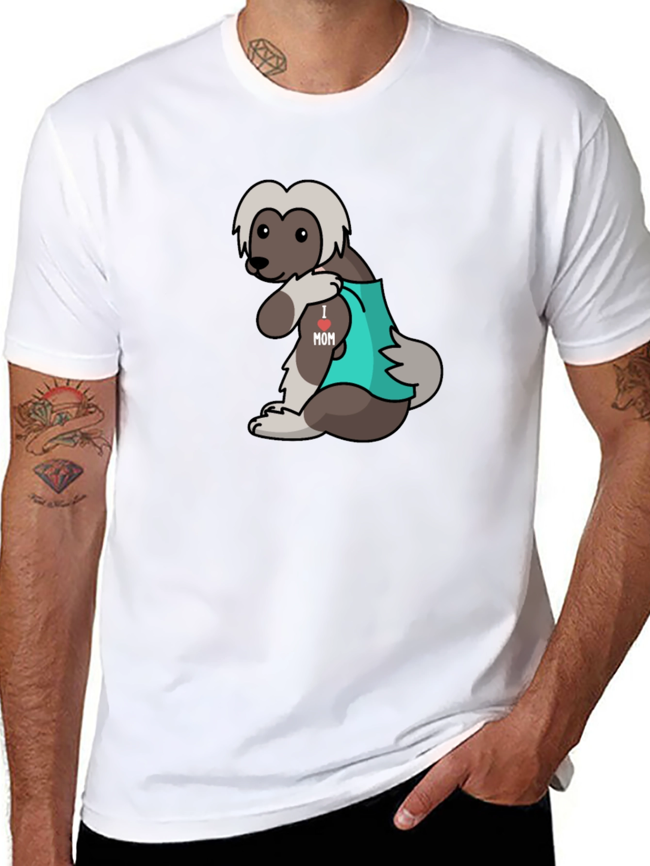 Funny I Love Mom Dog Tattoo T-Shirt