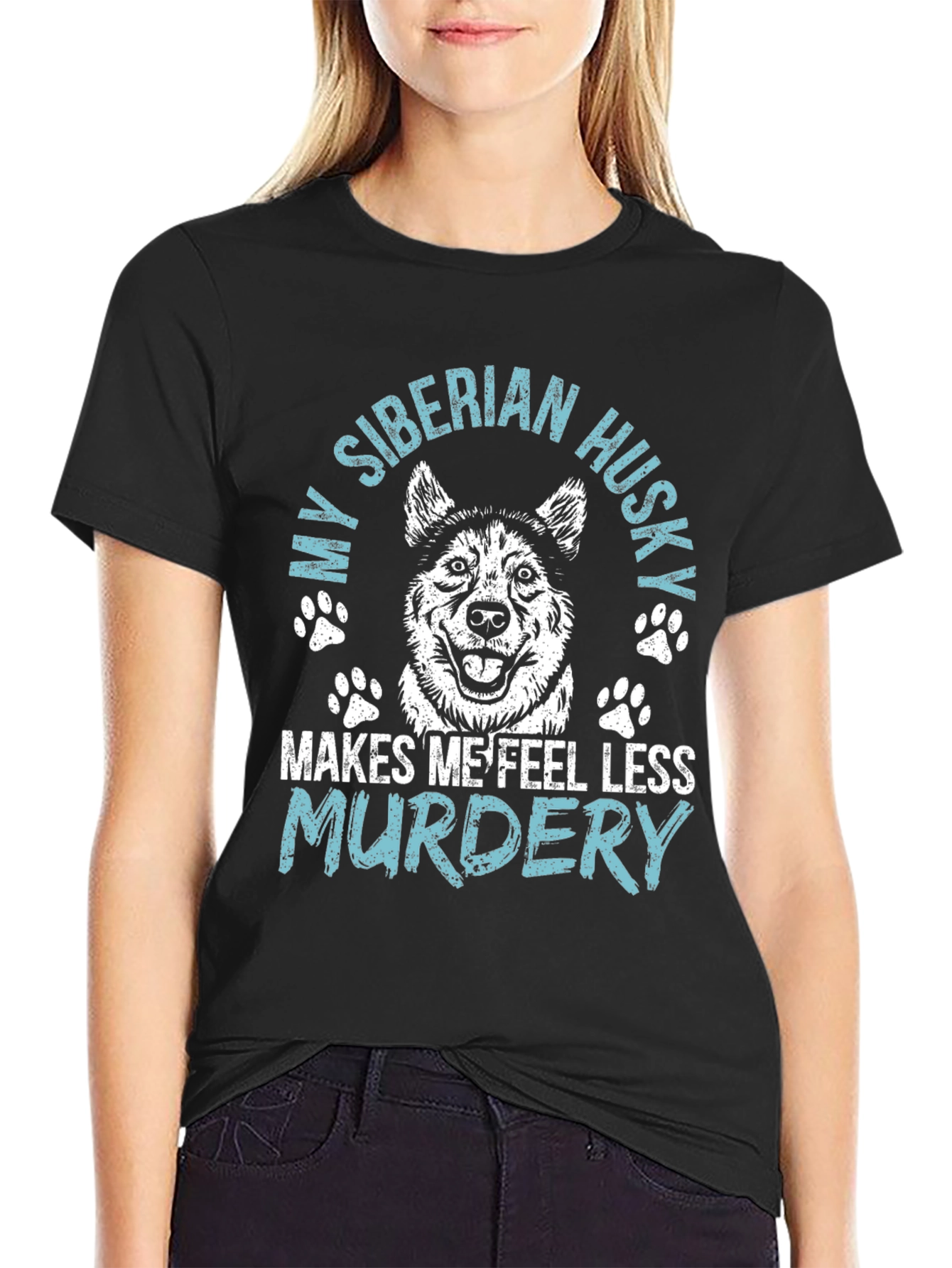 Siberian Husky T-Shirt: Makes Me Feel Less Murdery