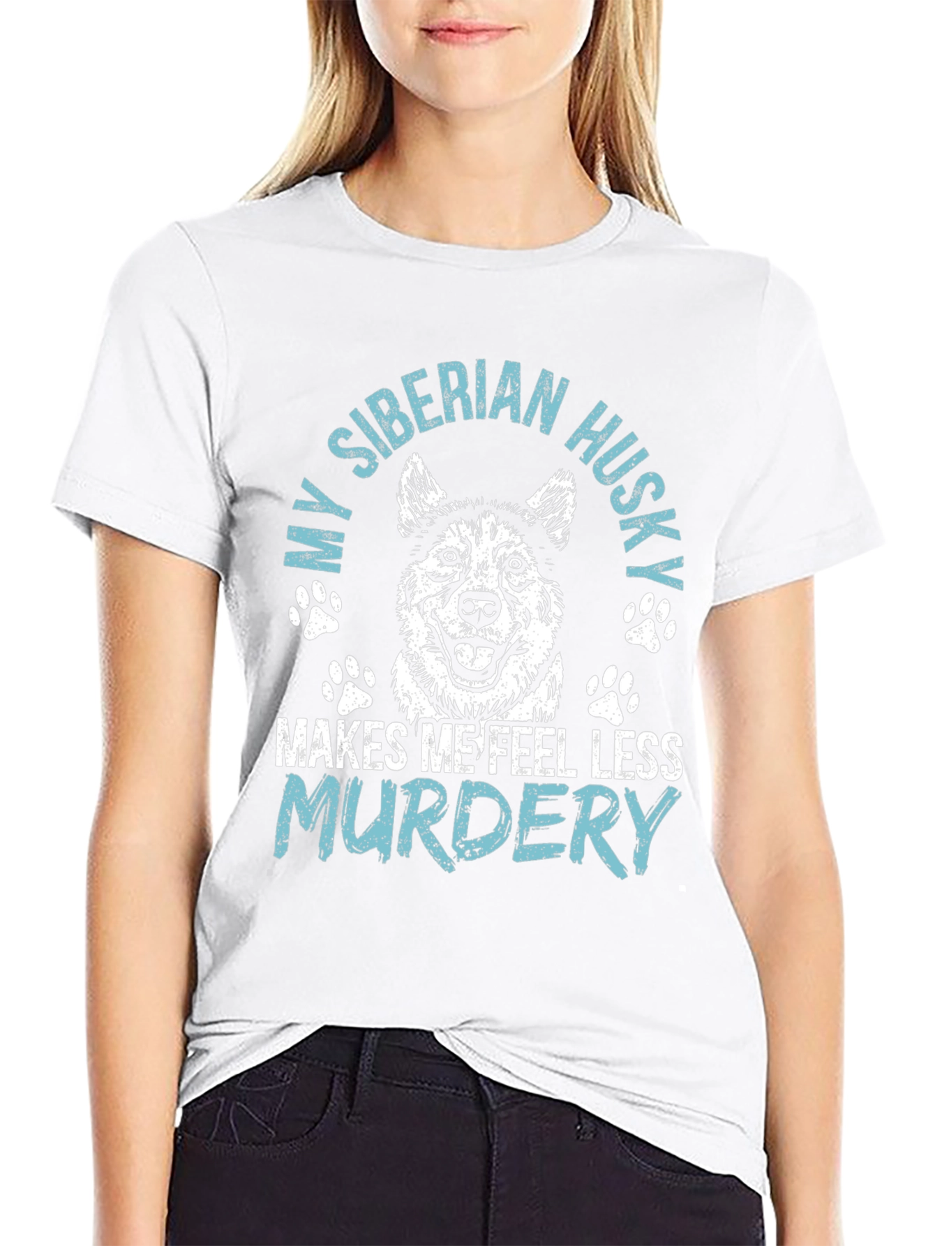 Siberian Husky T-Shirt: Makes Me Feel Less Murdery