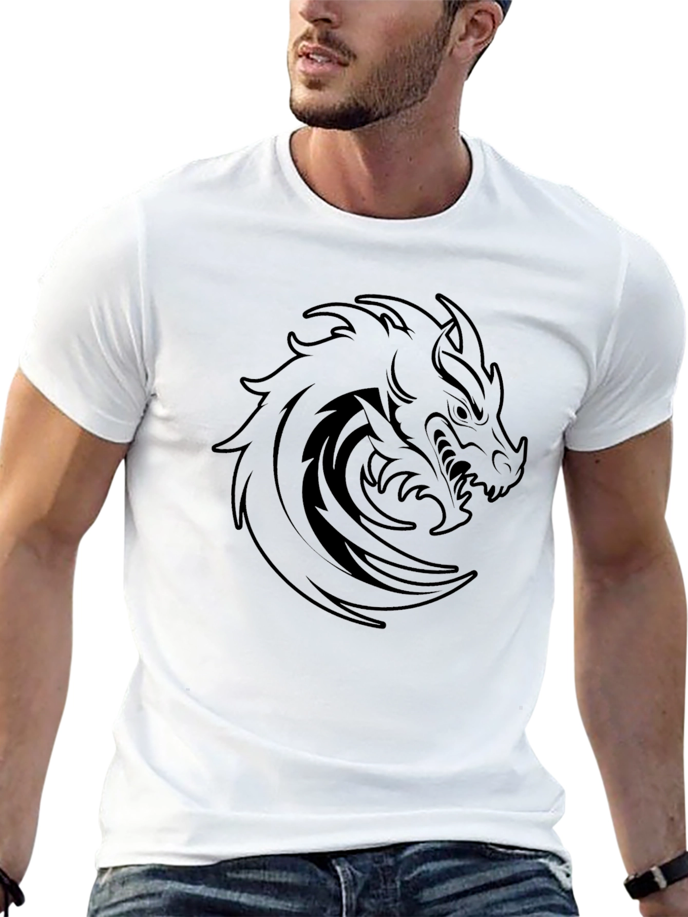Mens Dragon Graphic Tee - Black