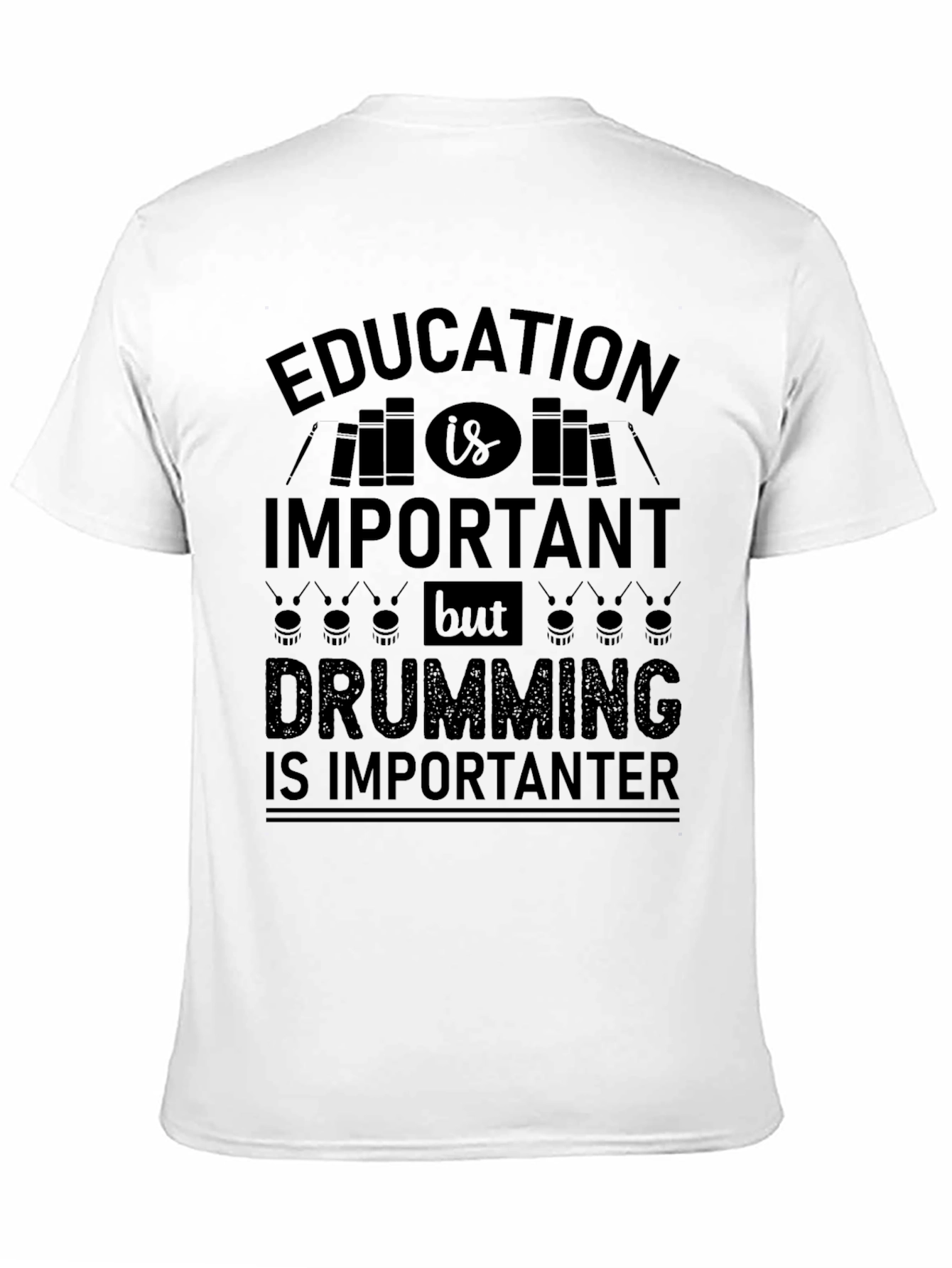 Education Important Drumming Importanter Black T-Shirt