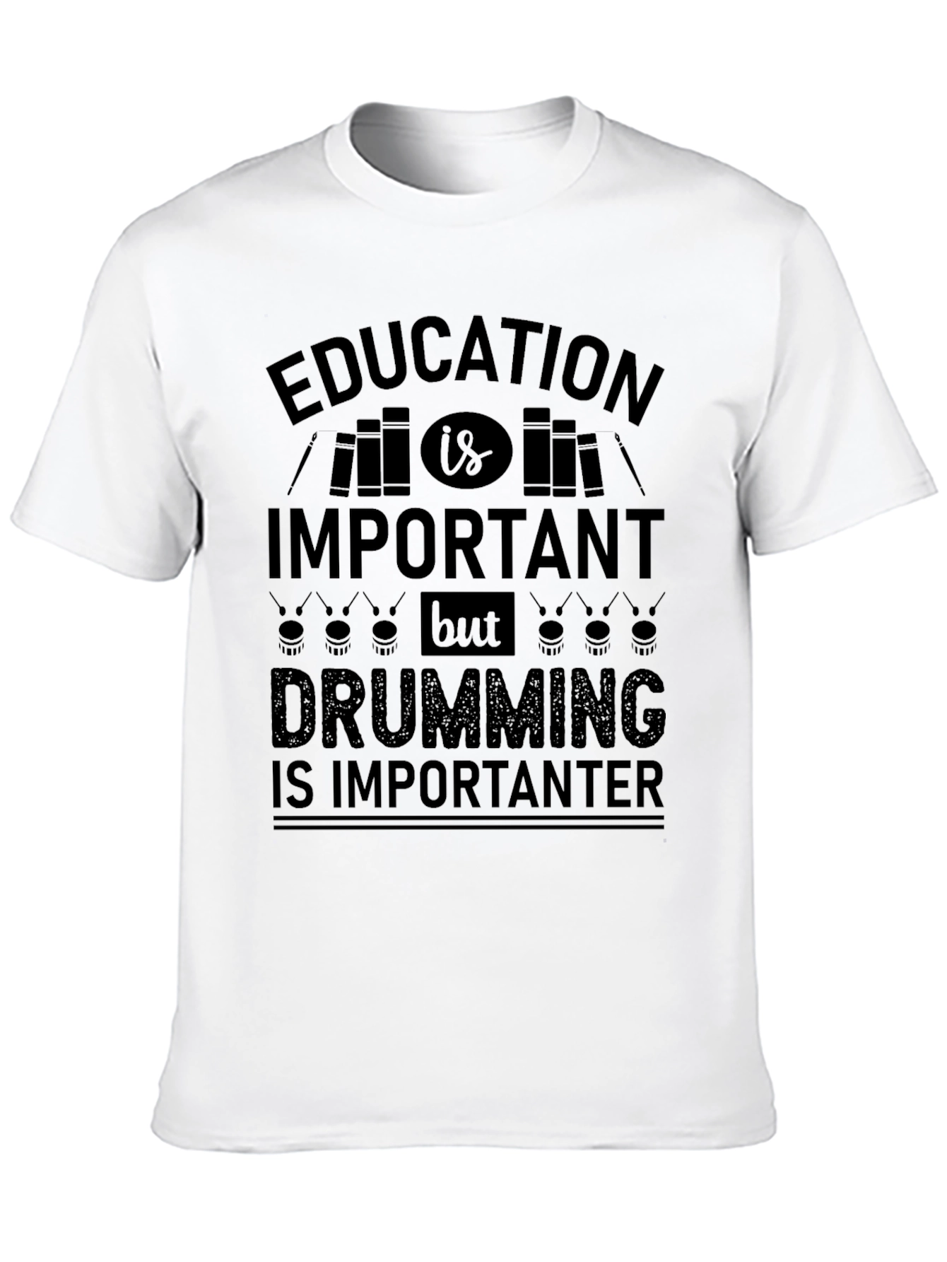 Education Important Drumming Importanter Black T-Shirt