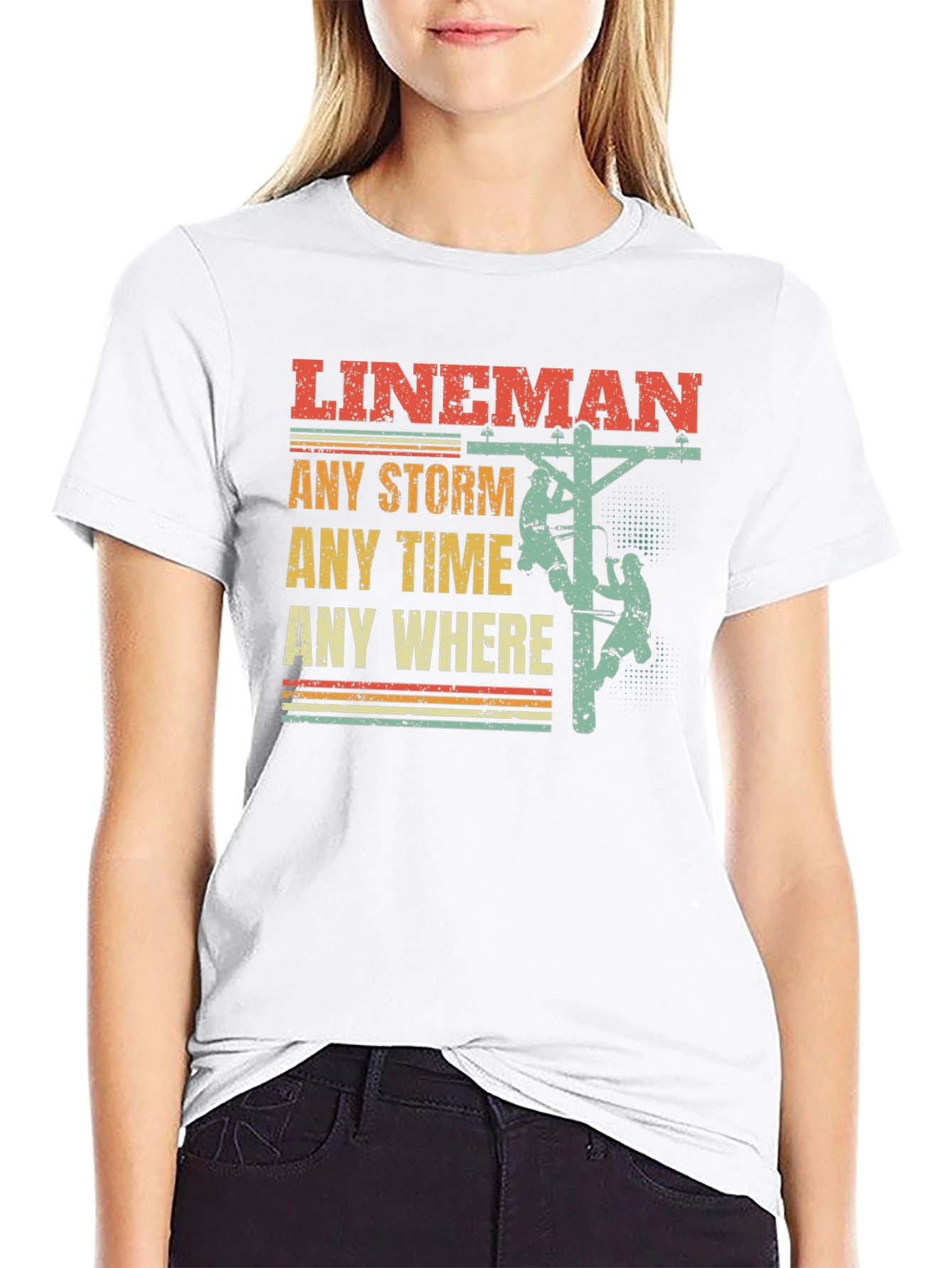 Lineman T-Shirt - Any Storm Any Time