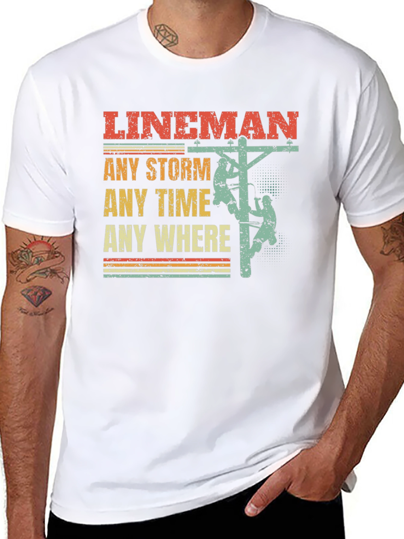 Lineman T-Shirt - Any Storm Any Time