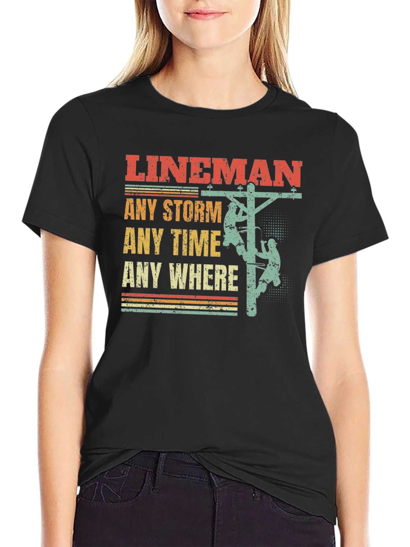 Lineman T-Shirt - Any Storm Any Time