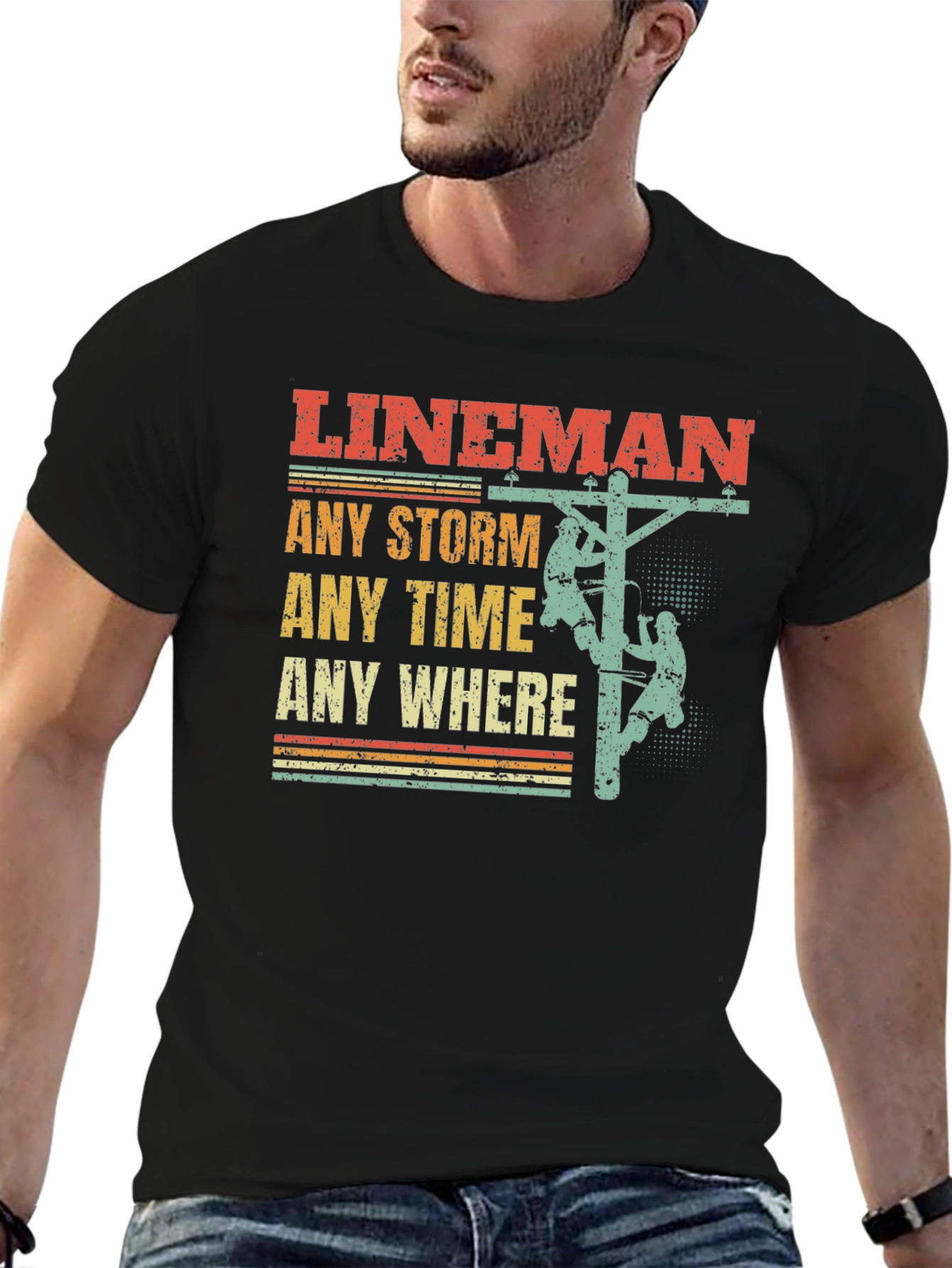 Lineman T-Shirt - Any Storm Any Time
