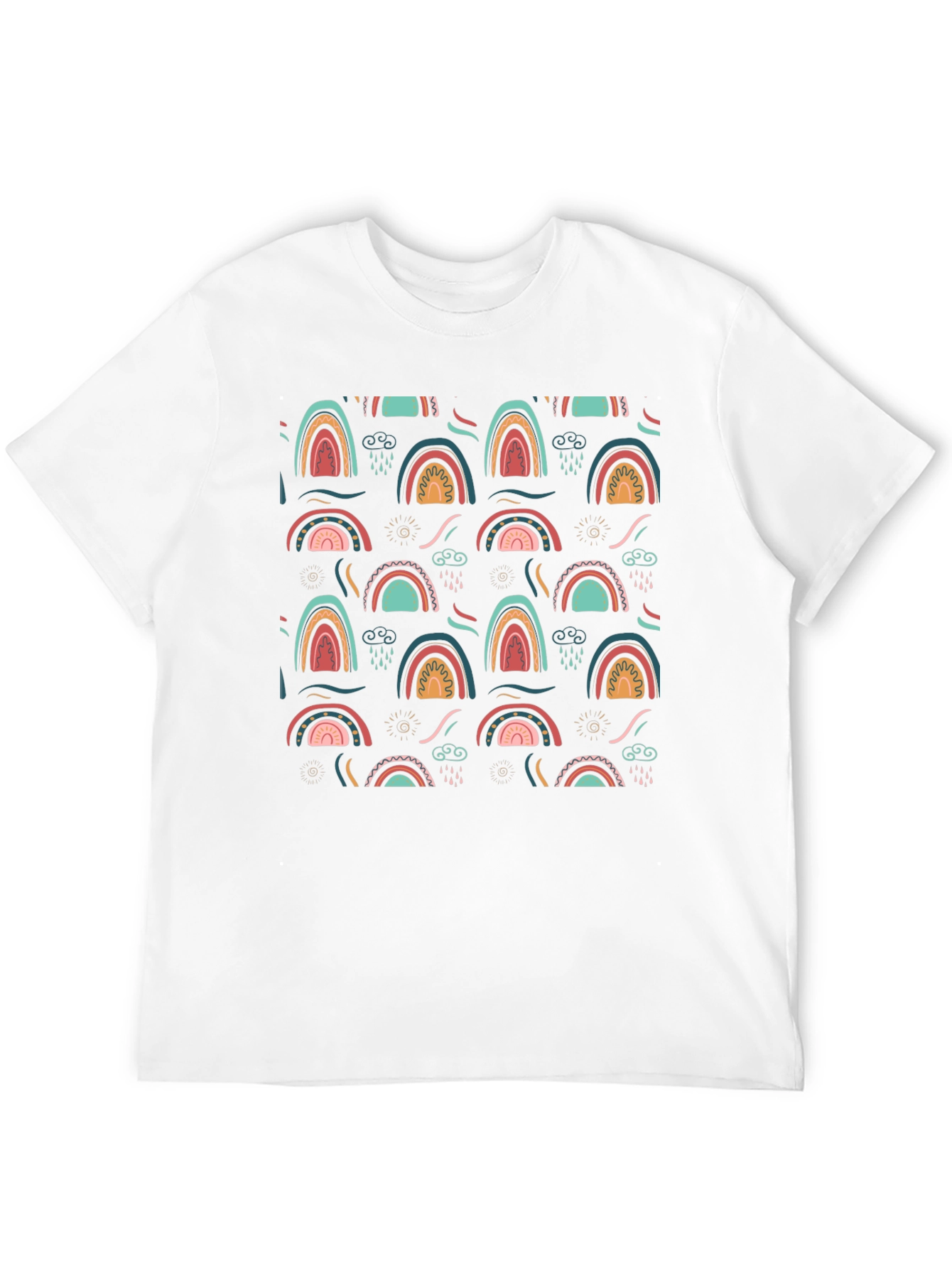 Rainbow Pattern Graphic Tee - Black