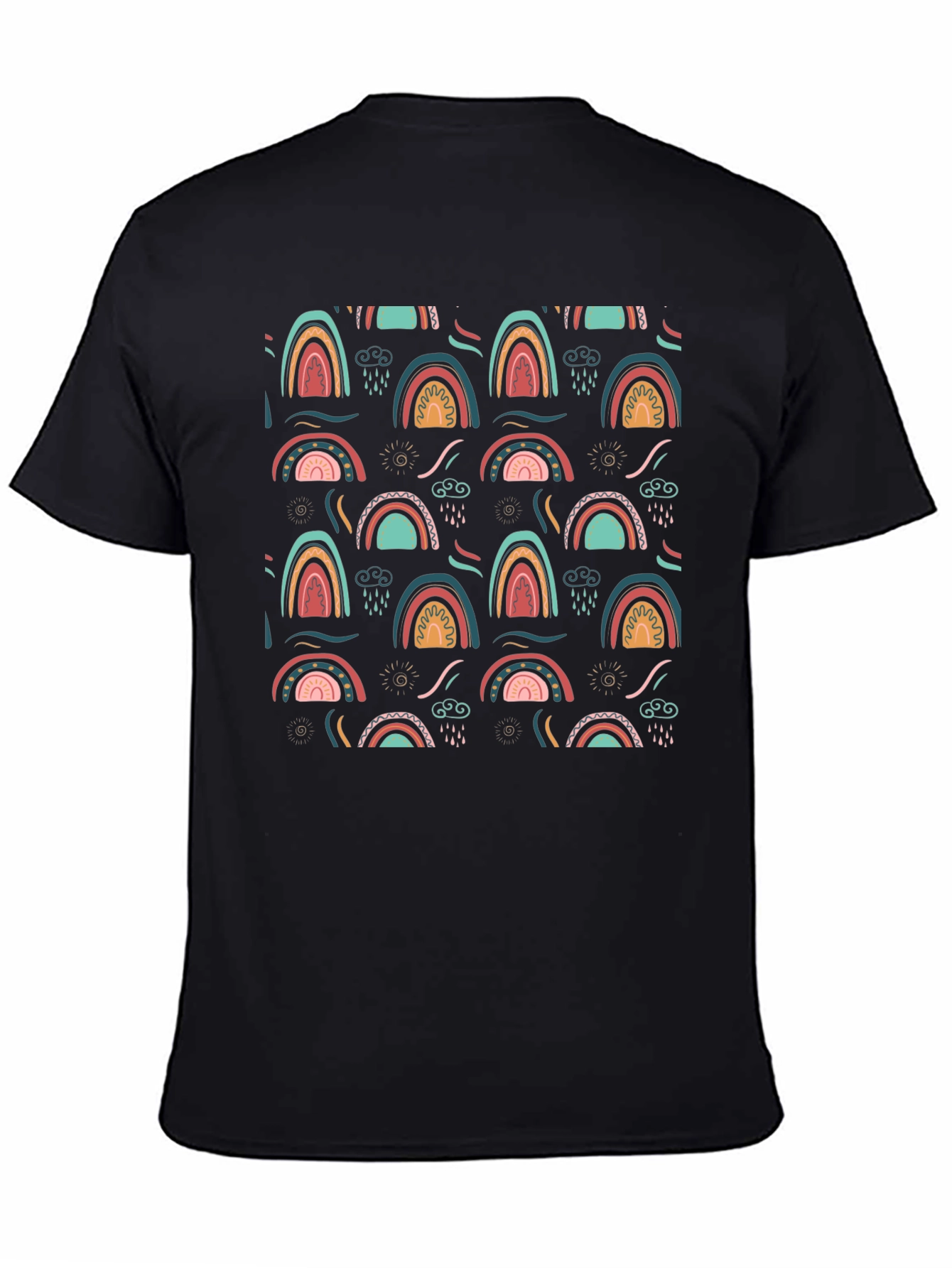 Rainbow Pattern Graphic Tee - Black