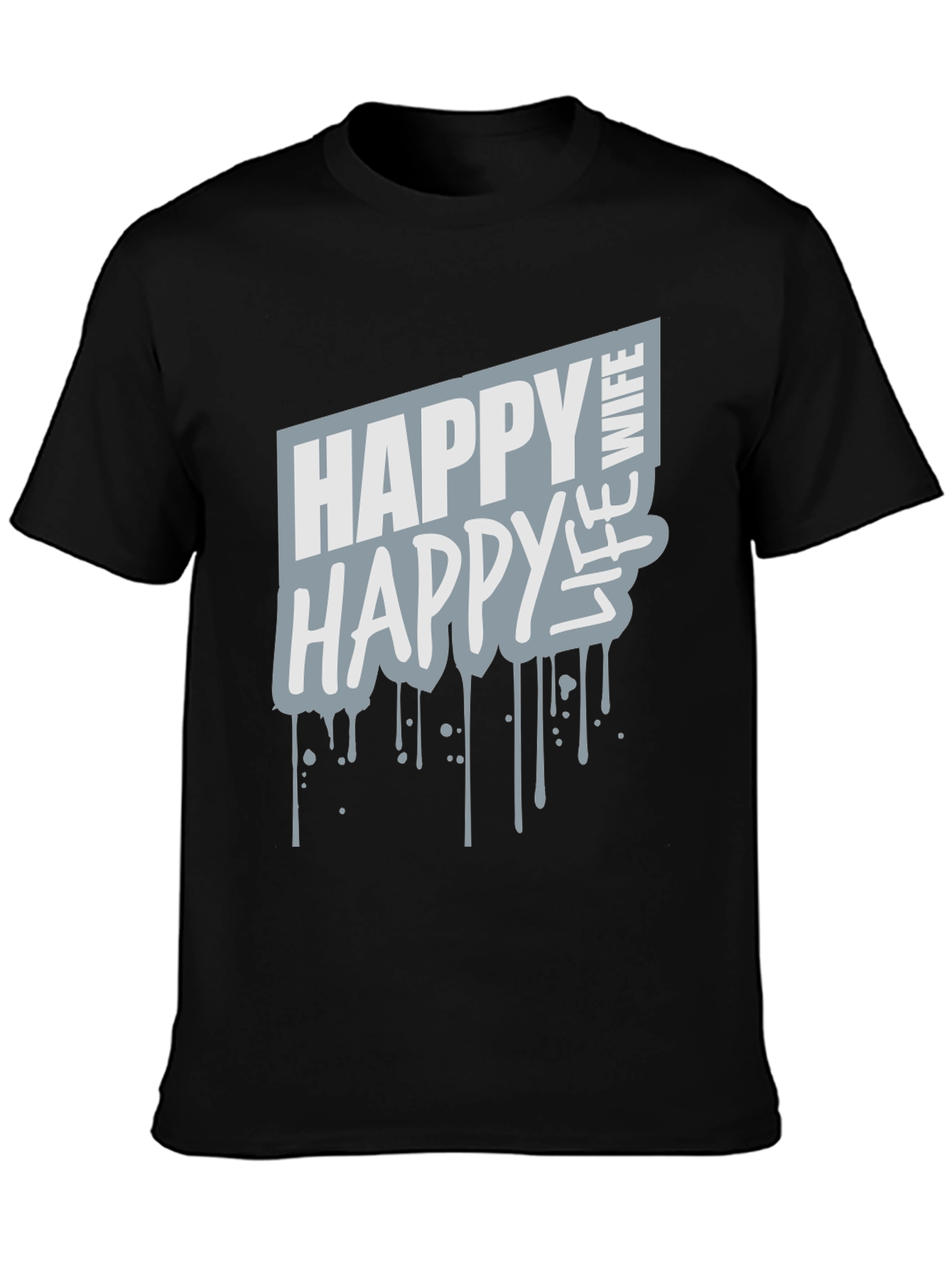 Happy Wife Happy Life Graphic Tee - Black
