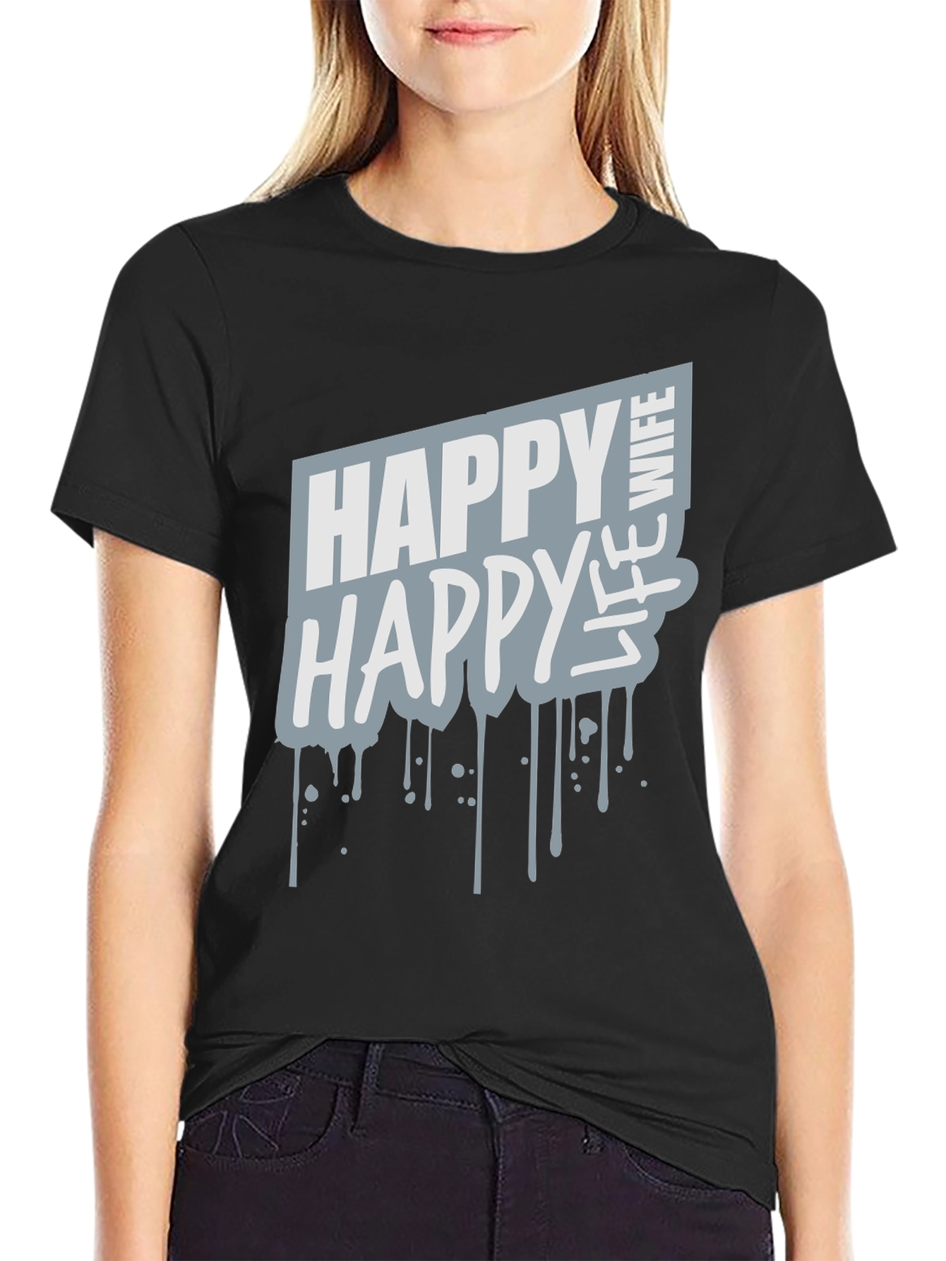 Happy Wife Happy Life Graphic Tee - Black