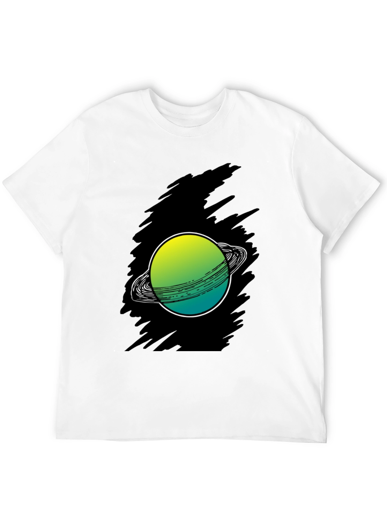 Saturn Graphic Print Black Tee