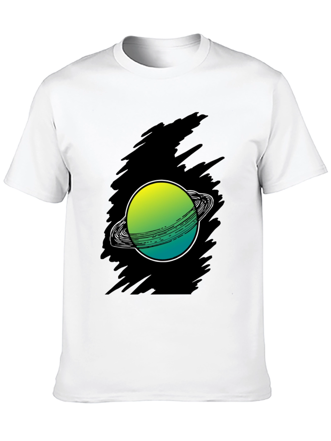 Saturn Graphic Print Black Tee