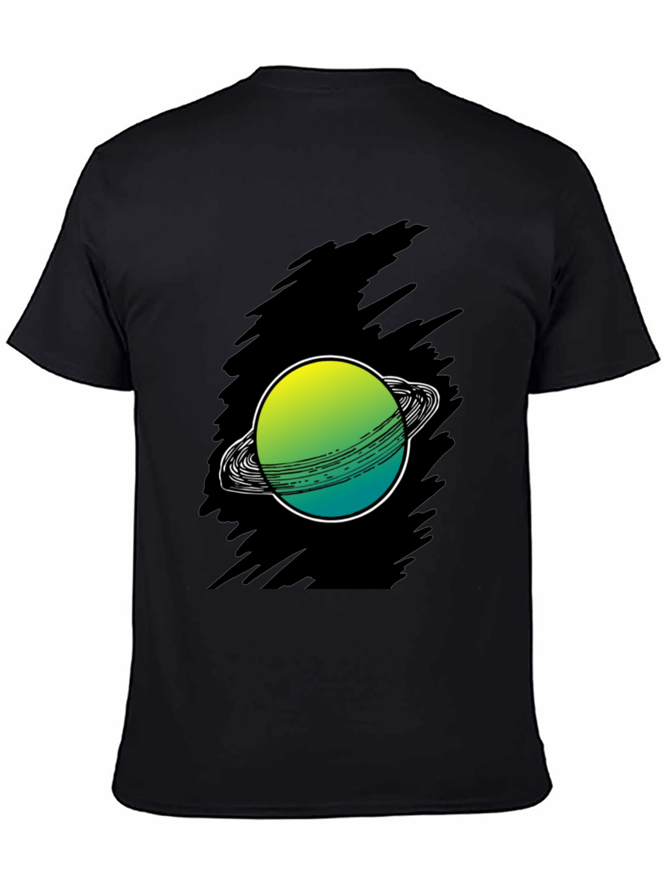 Saturn Graphic Print Black Tee