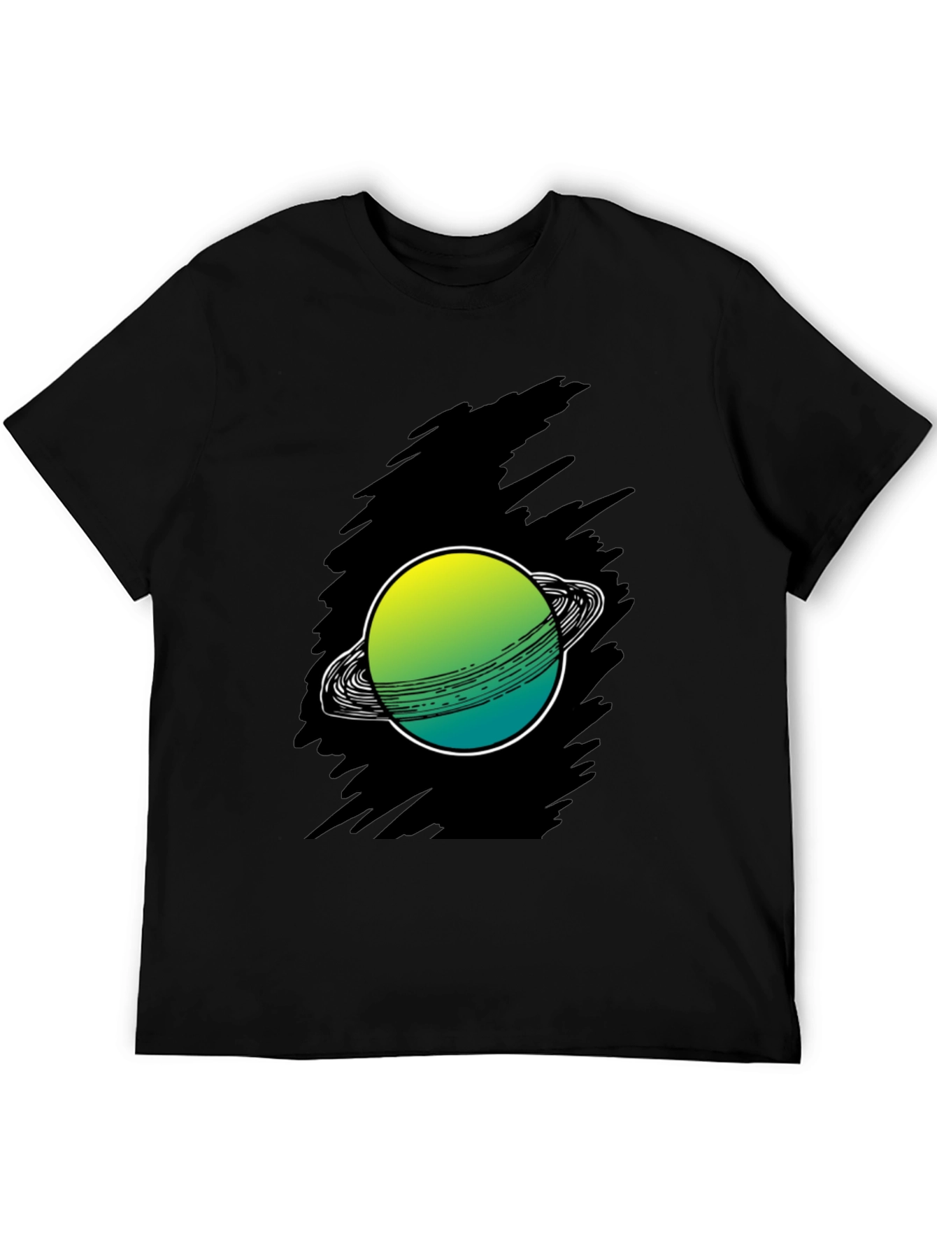 Saturn Graphic Print Black Tee