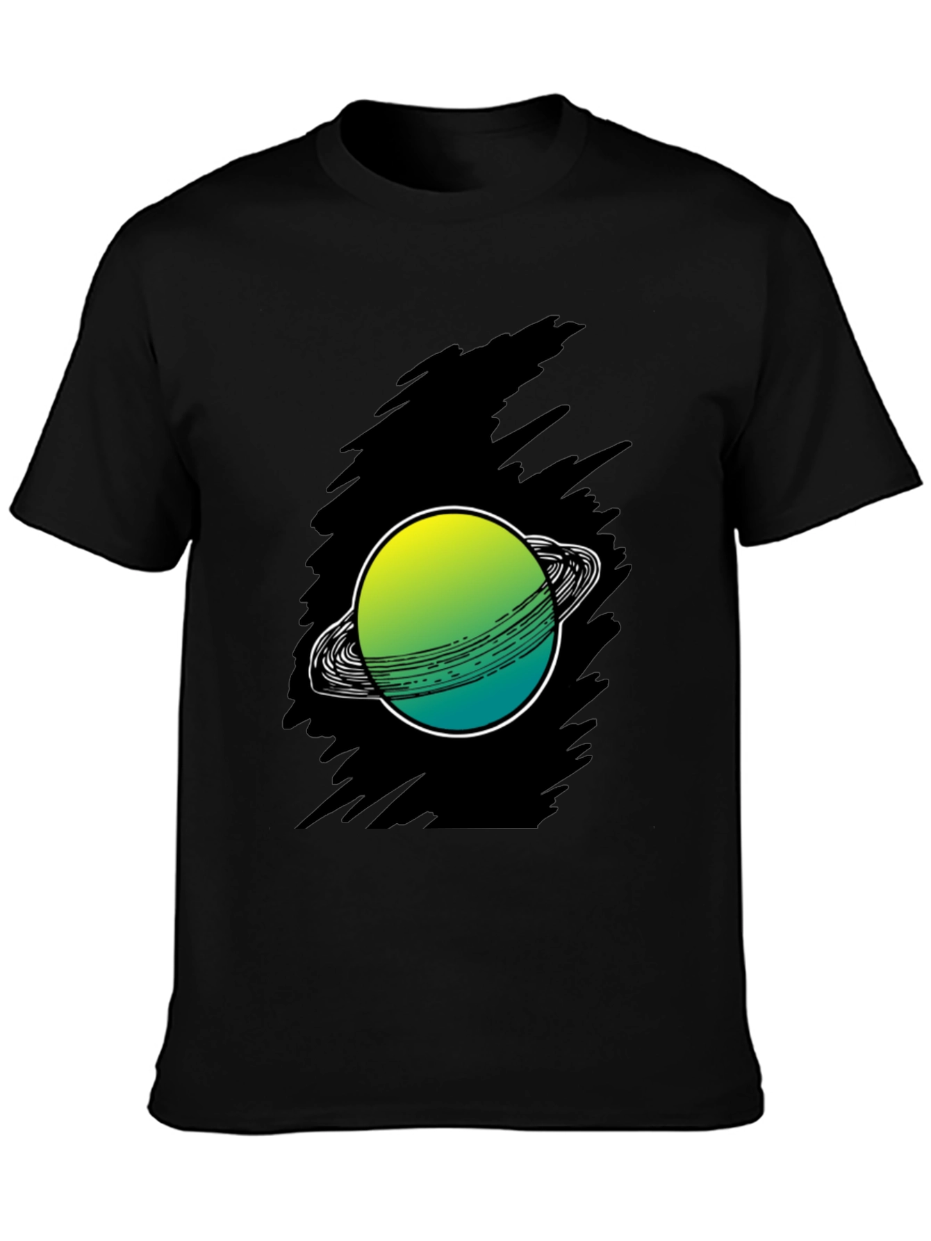 Saturn Graphic Print Black Tee