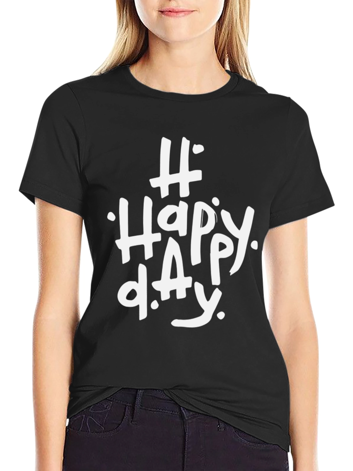 Happy Day Black Graphic Tee