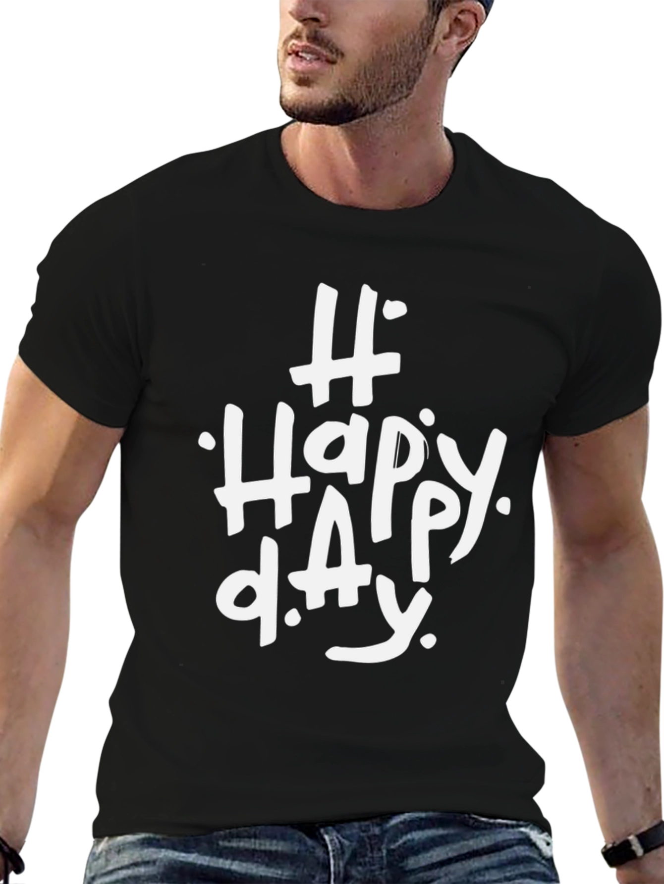 Happy Day Black Graphic Tee