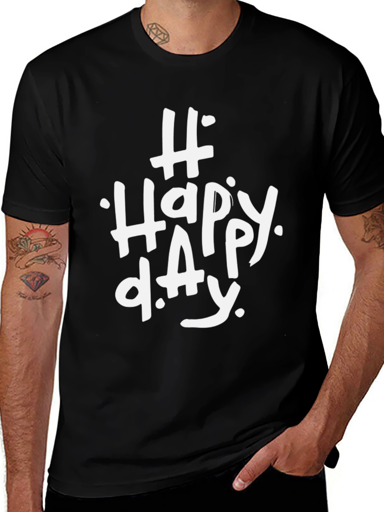 Happy Day Black Graphic Tee