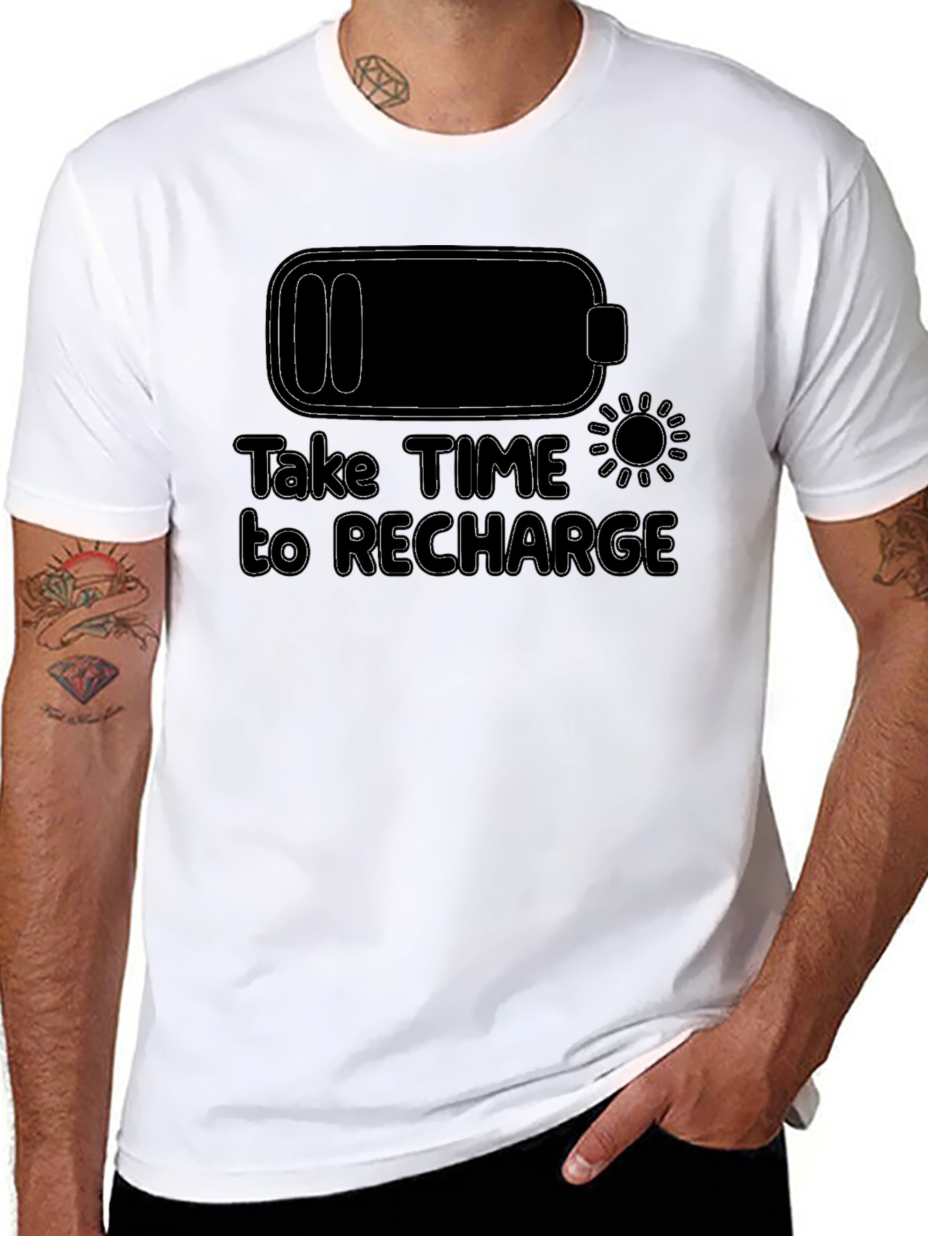 Recharge Graphic T-Shirt - Black Crew Neck