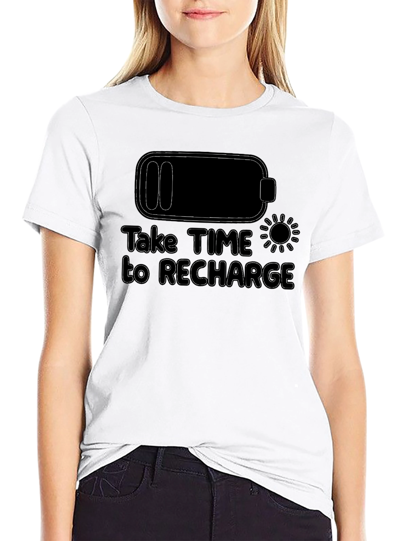 Recharge Graphic T-Shirt - Black Crew Neck