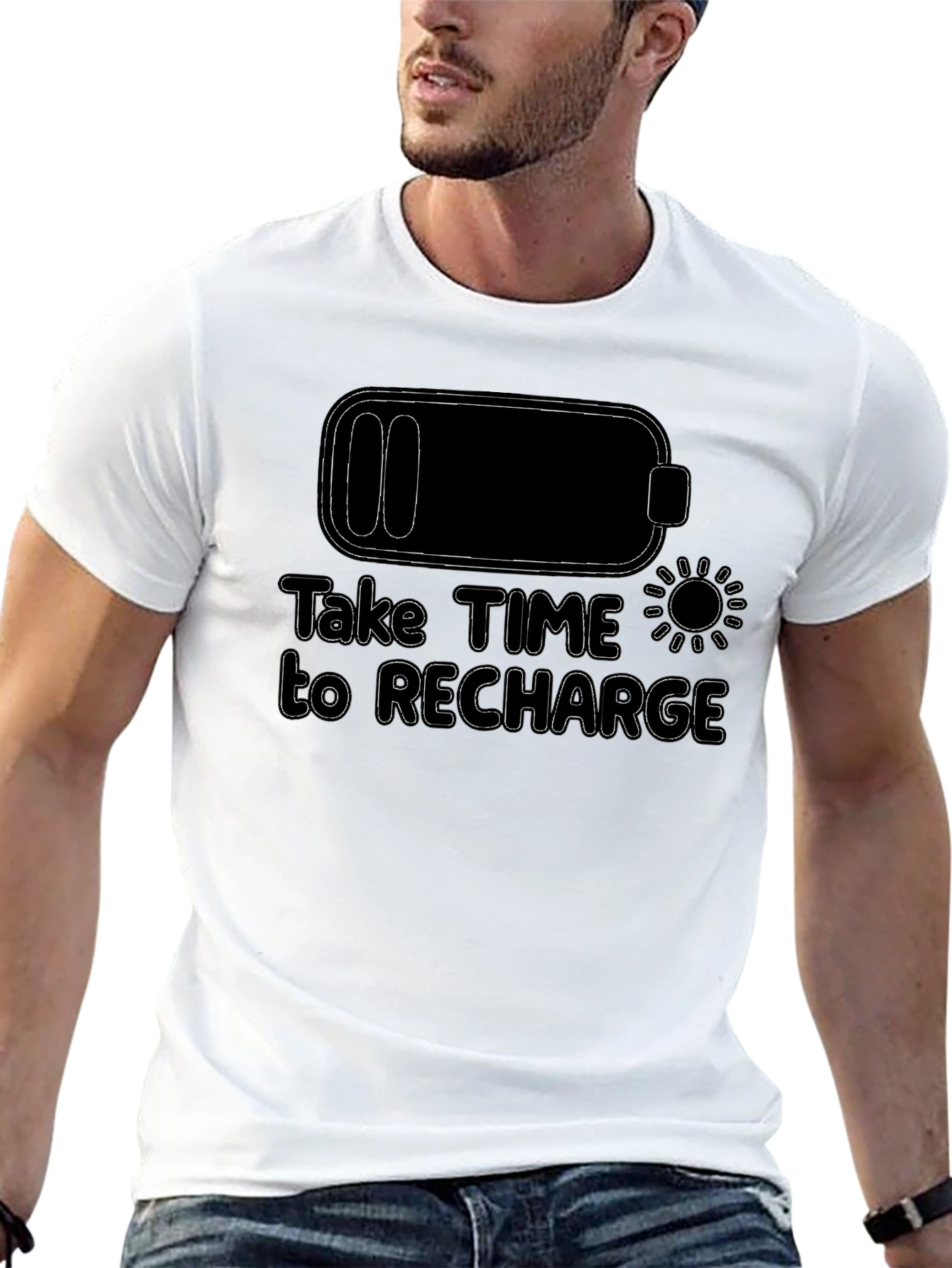 Recharge Graphic T-Shirt - Black Crew Neck