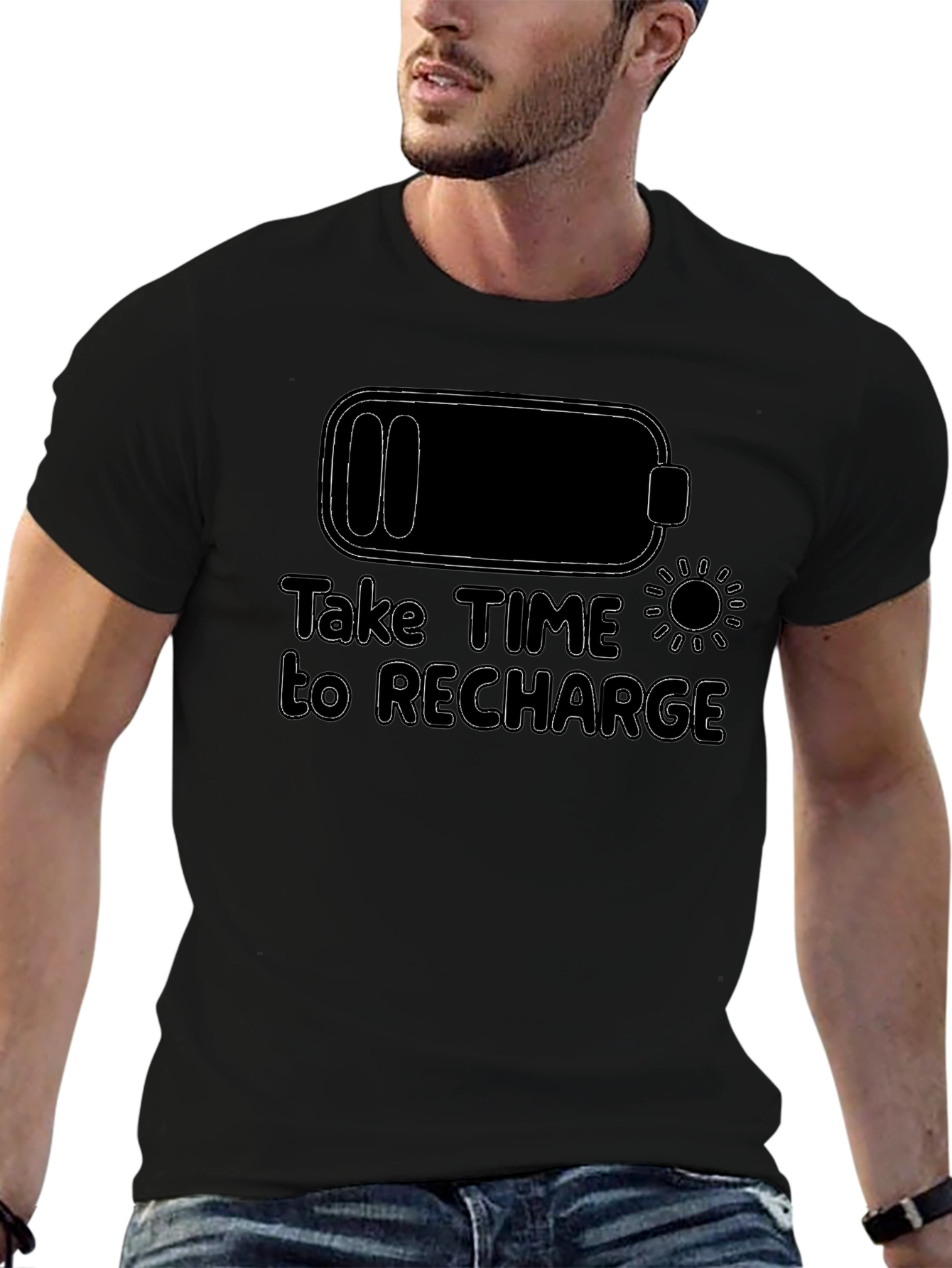 Recharge Graphic T-Shirt - Black Crew Neck
