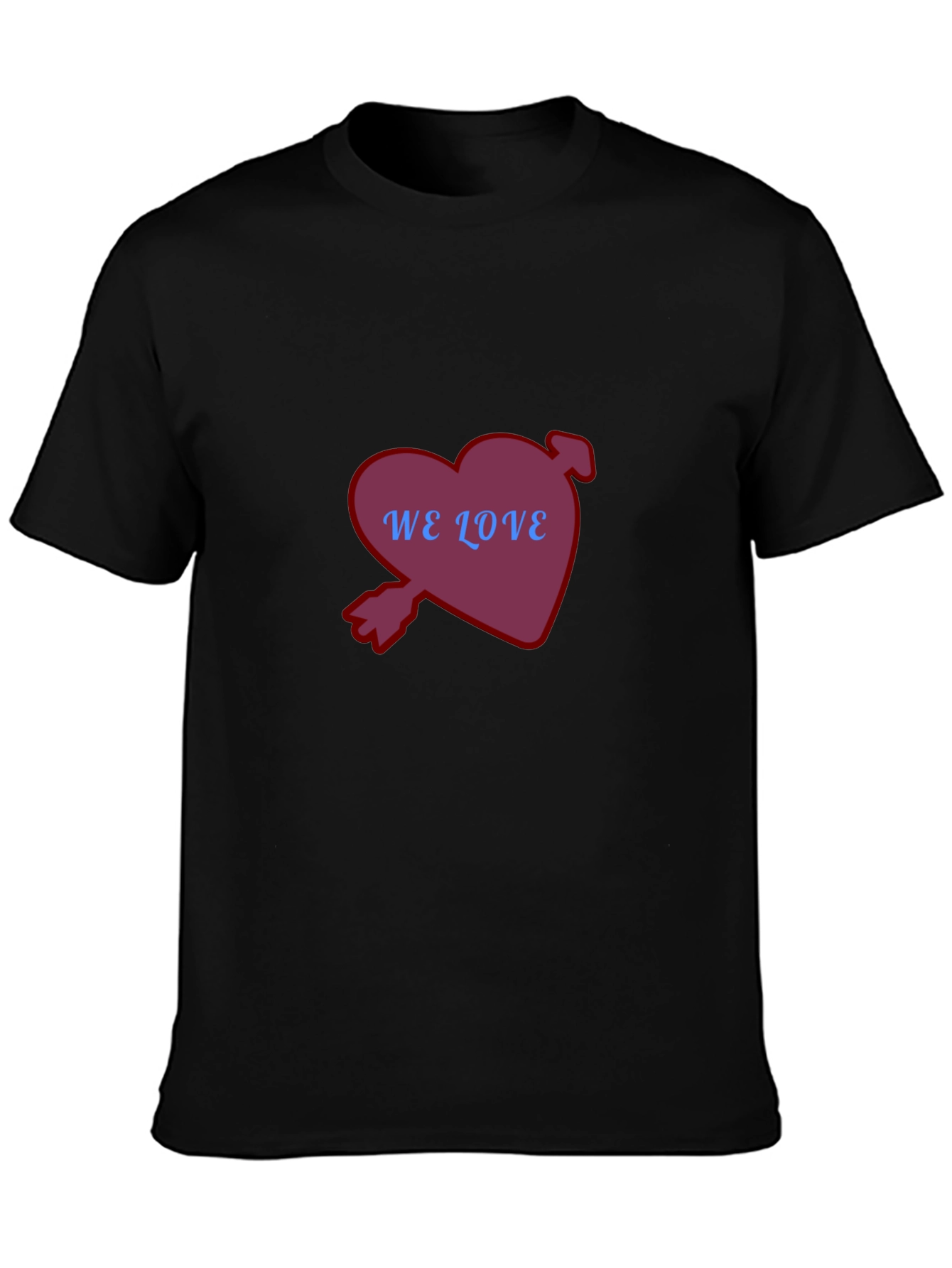 Heart We Love T-Shirt Casual Black Tee