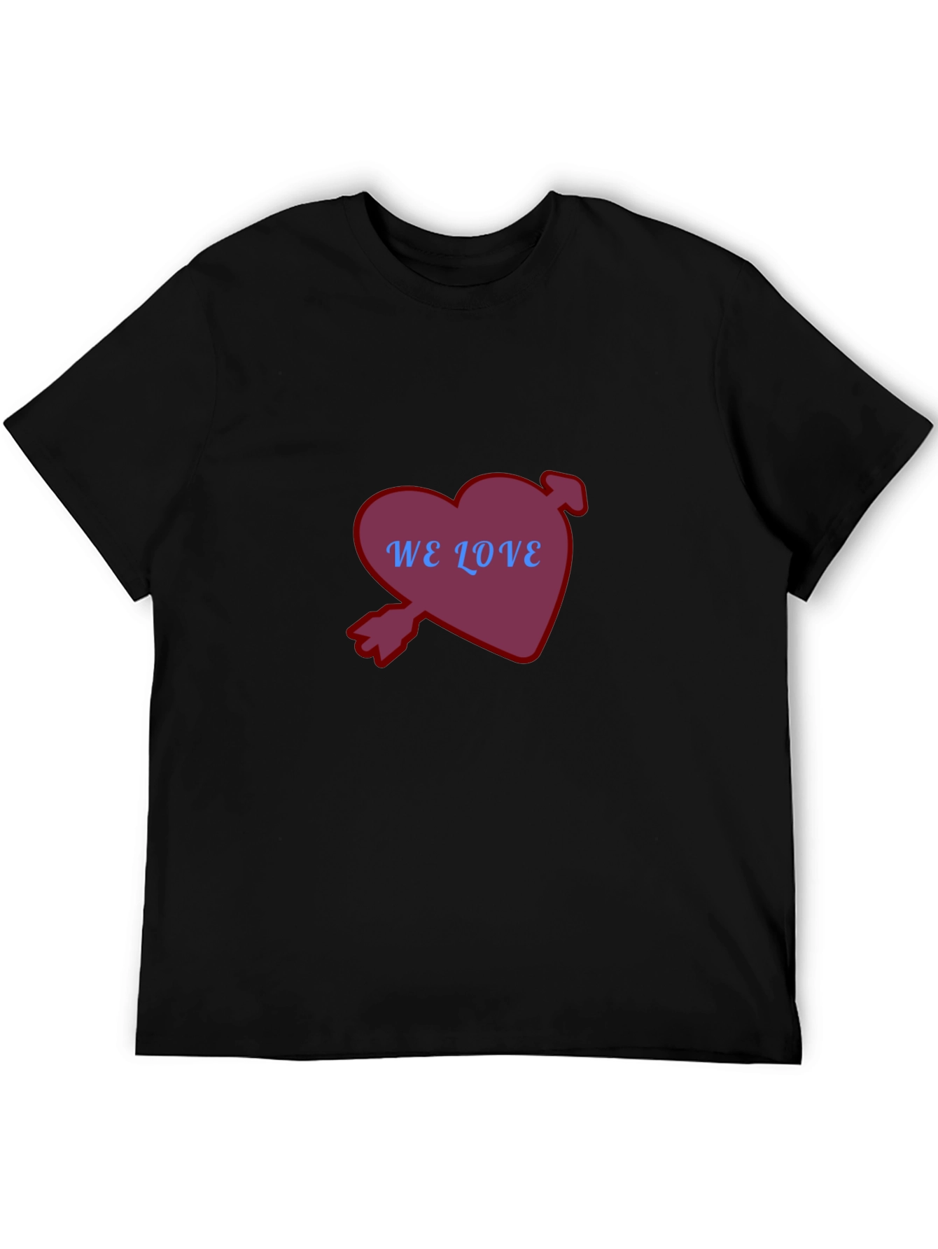 Heart We Love T-Shirt Casual Black Tee