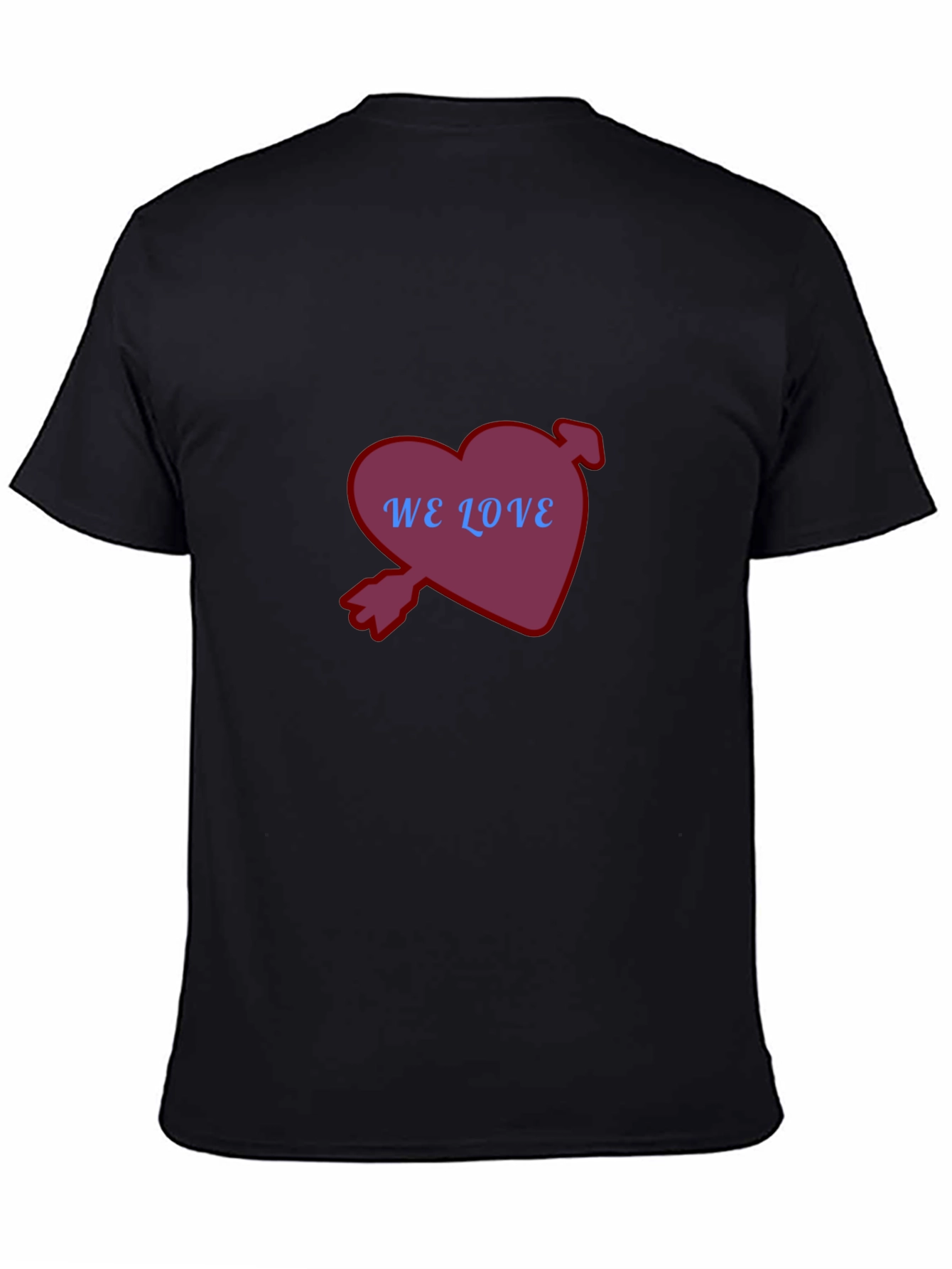 Heart We Love T-Shirt Casual Black Tee