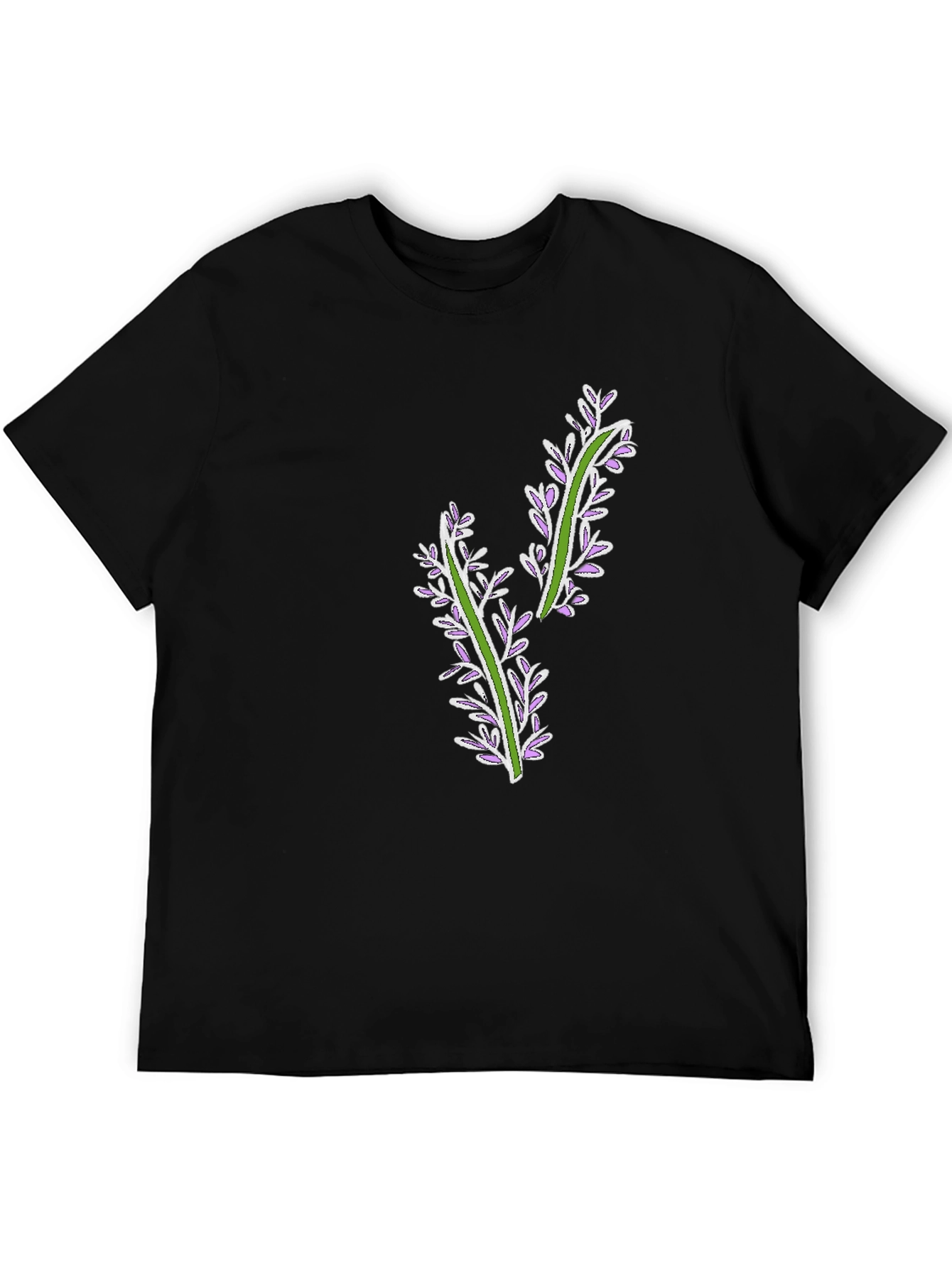 Floral Accent Black Tee