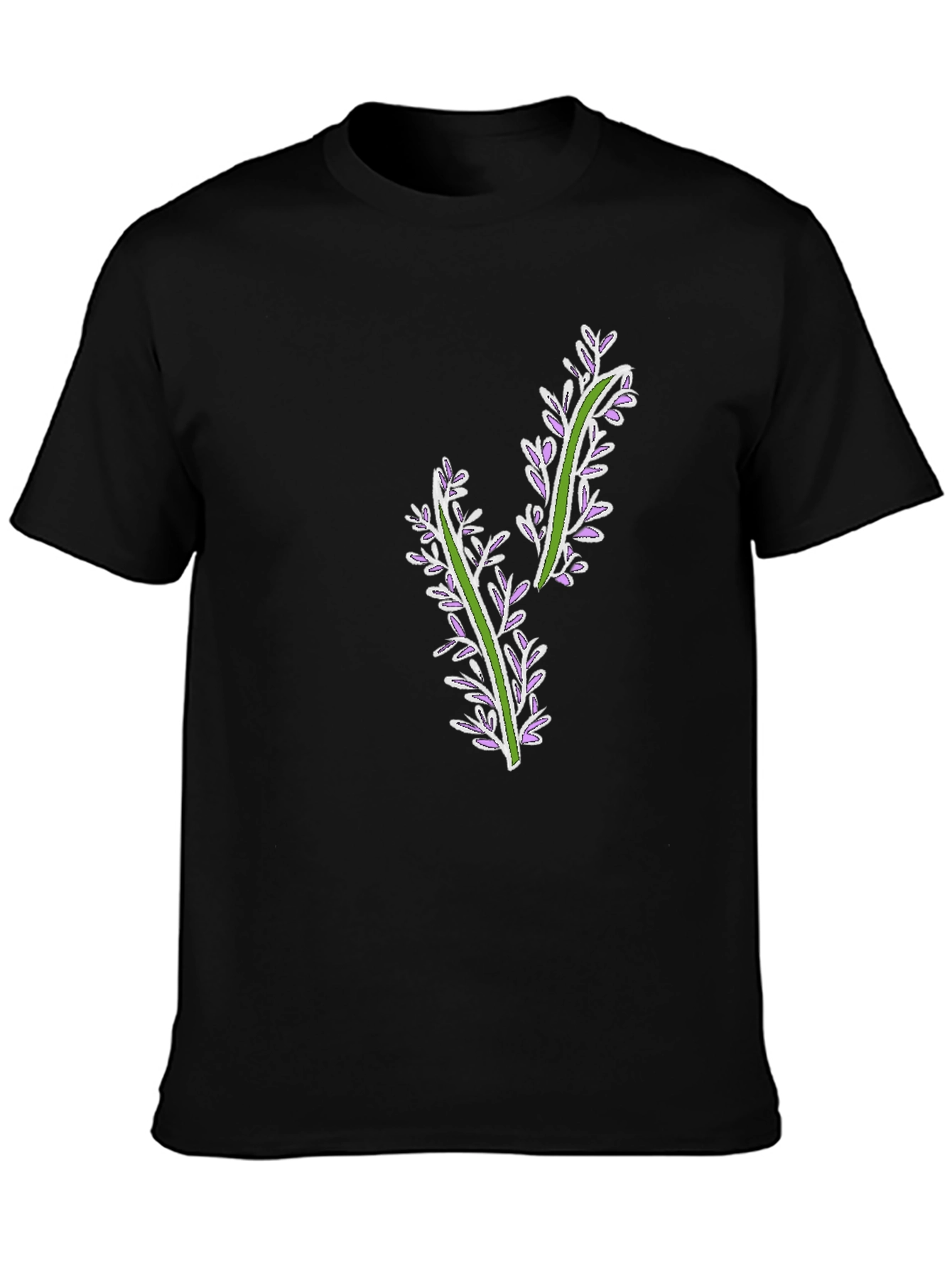 Floral Accent Black Tee
