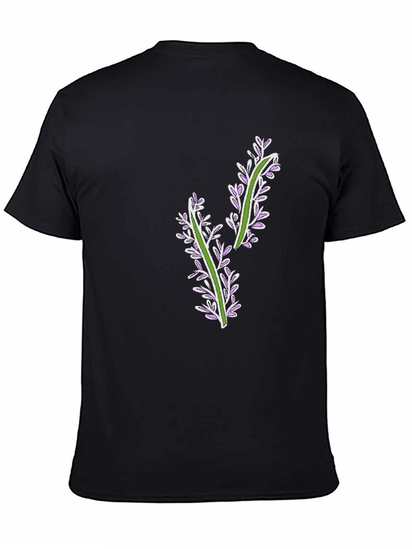 Floral Accent Black Tee