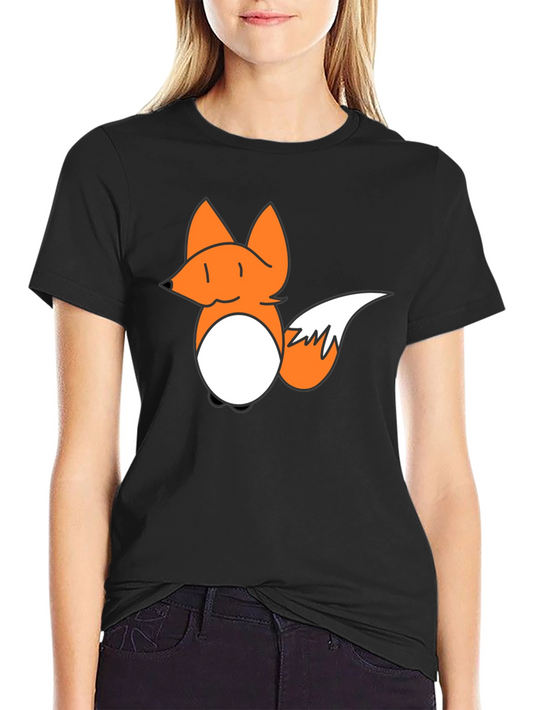 Fox Cartoon Graphic Black T-Shirt