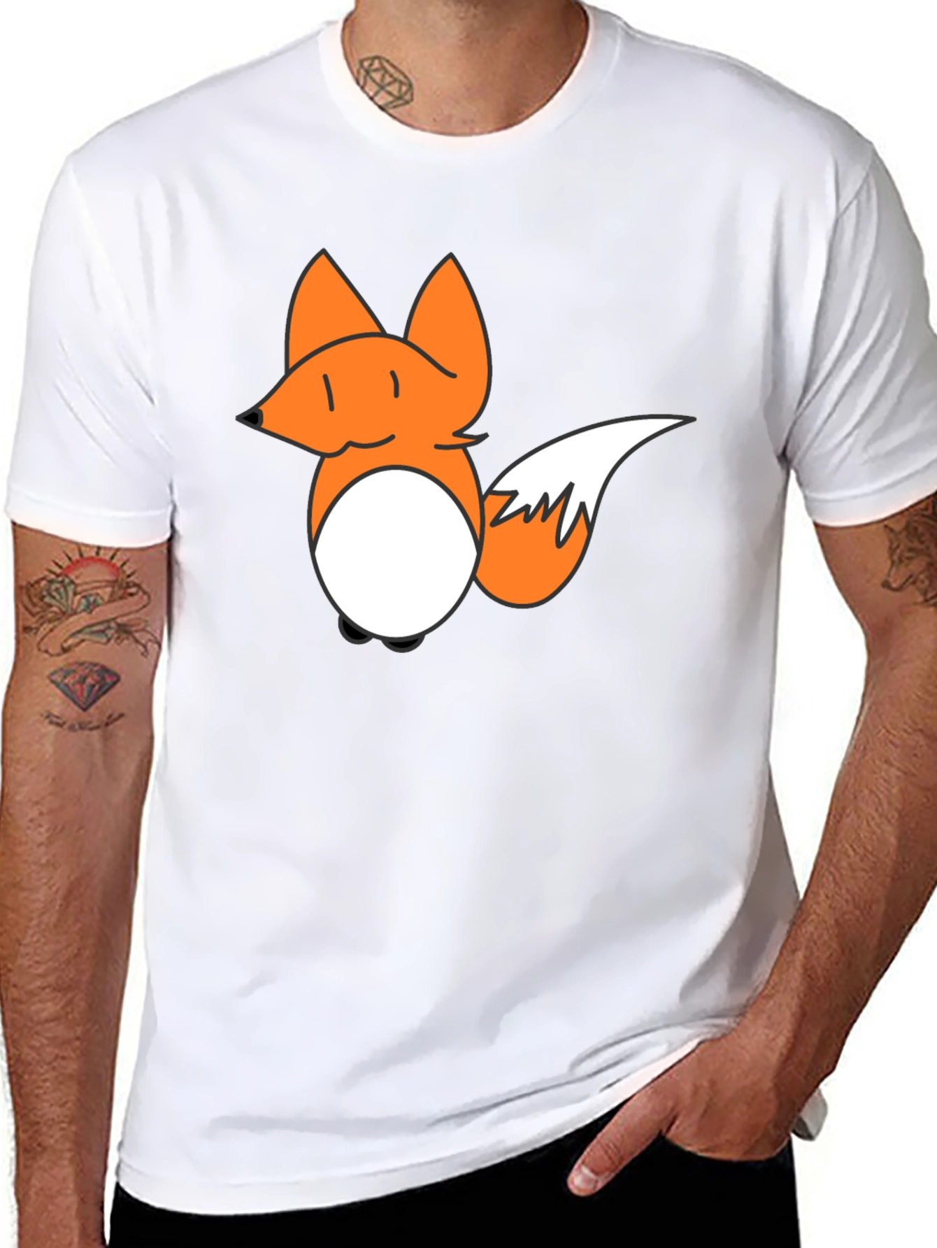 Fox Cartoon Graphic Black T-Shirt