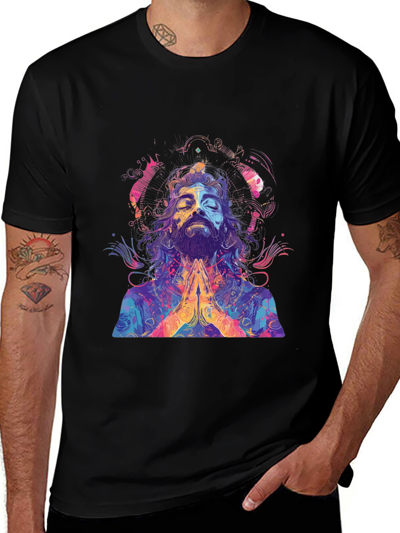 Psychedelic Meditating Man Graphic Tee