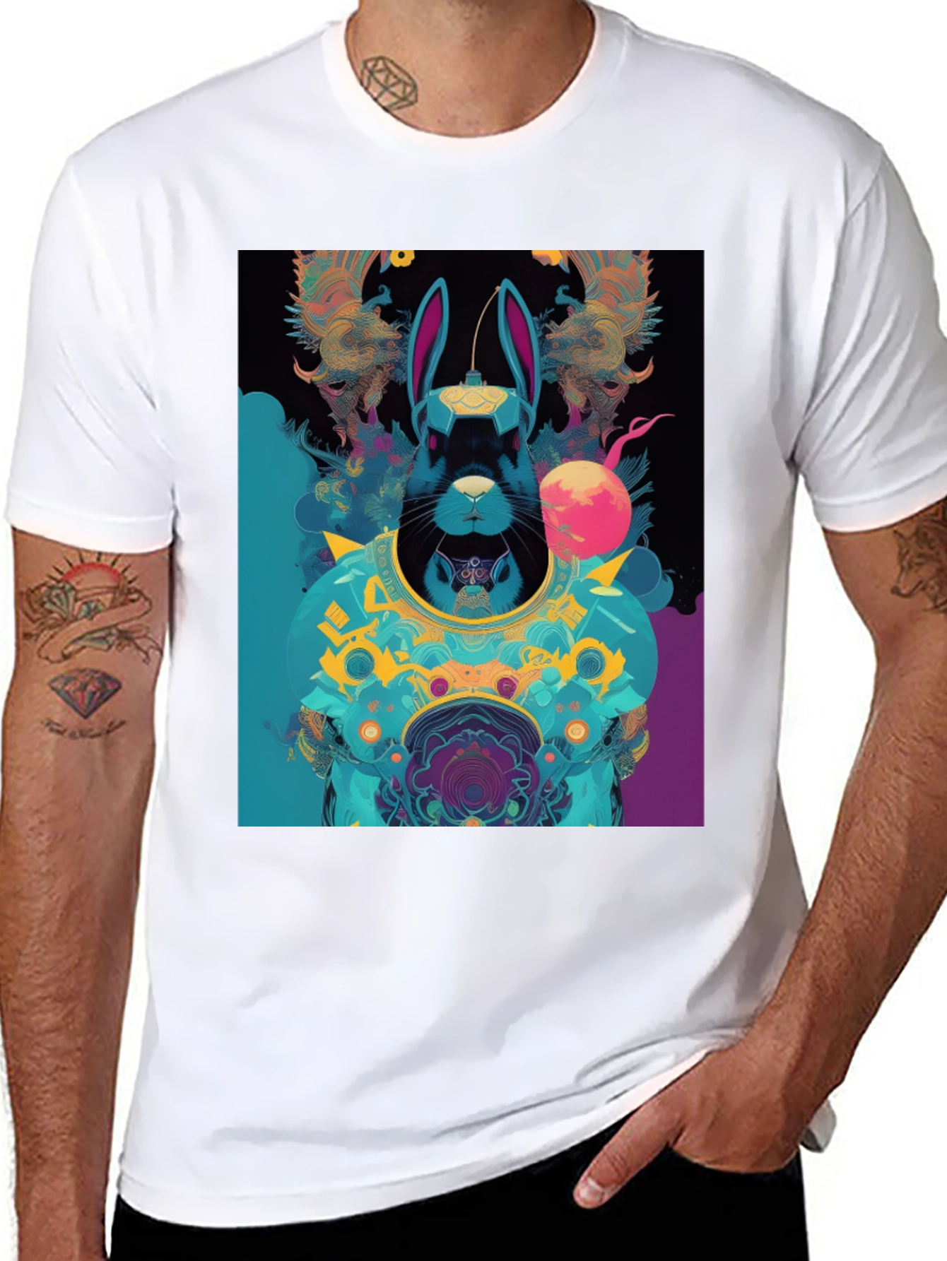 Cyberpunk Rabbit Graphic Tee - Black