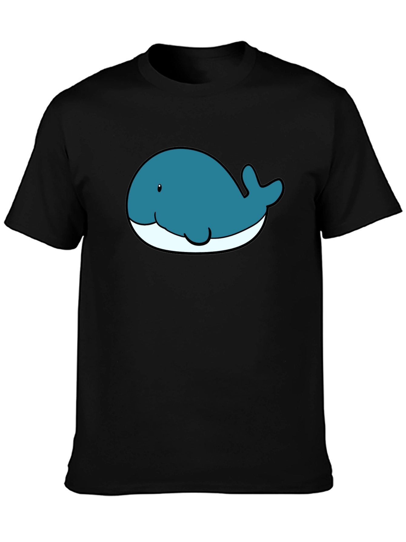 Cute Whale Graphic T-Shirt - Black Cotton Tee